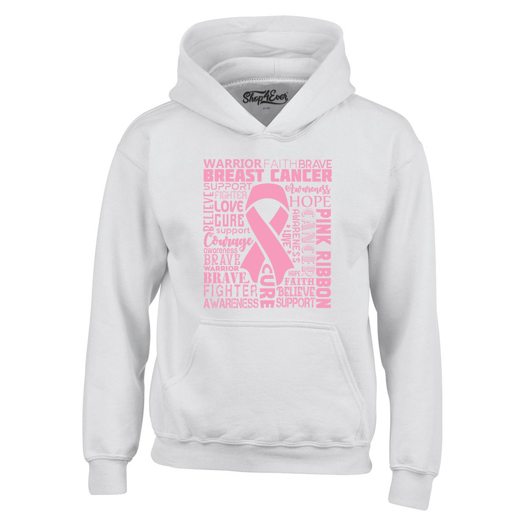Breast Cancer Awareness Pink Ribbon Word Cloud Hoodie Sweatshirts