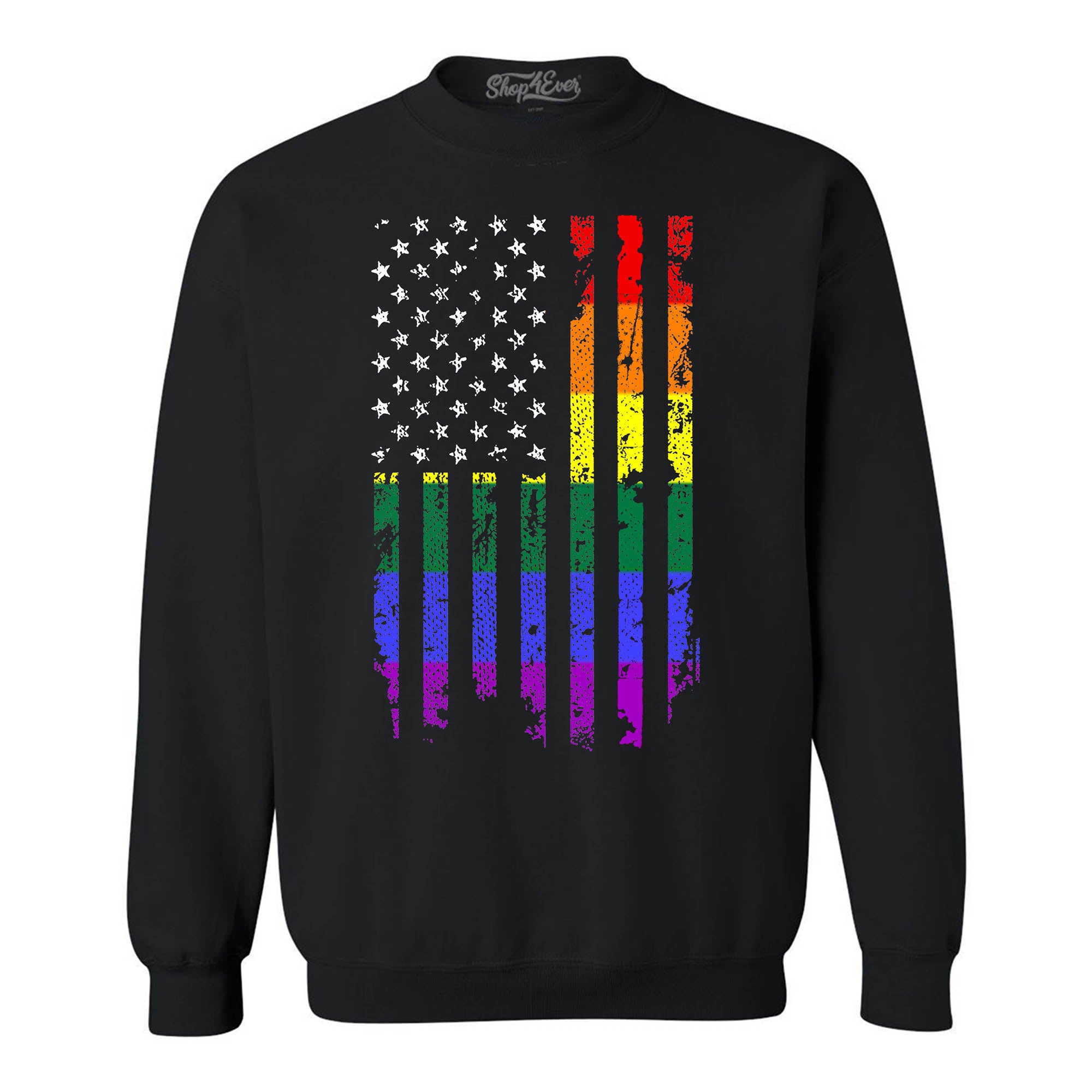 Distressed Rainbow Flag Gay Pride Crewneck Sweatshirts