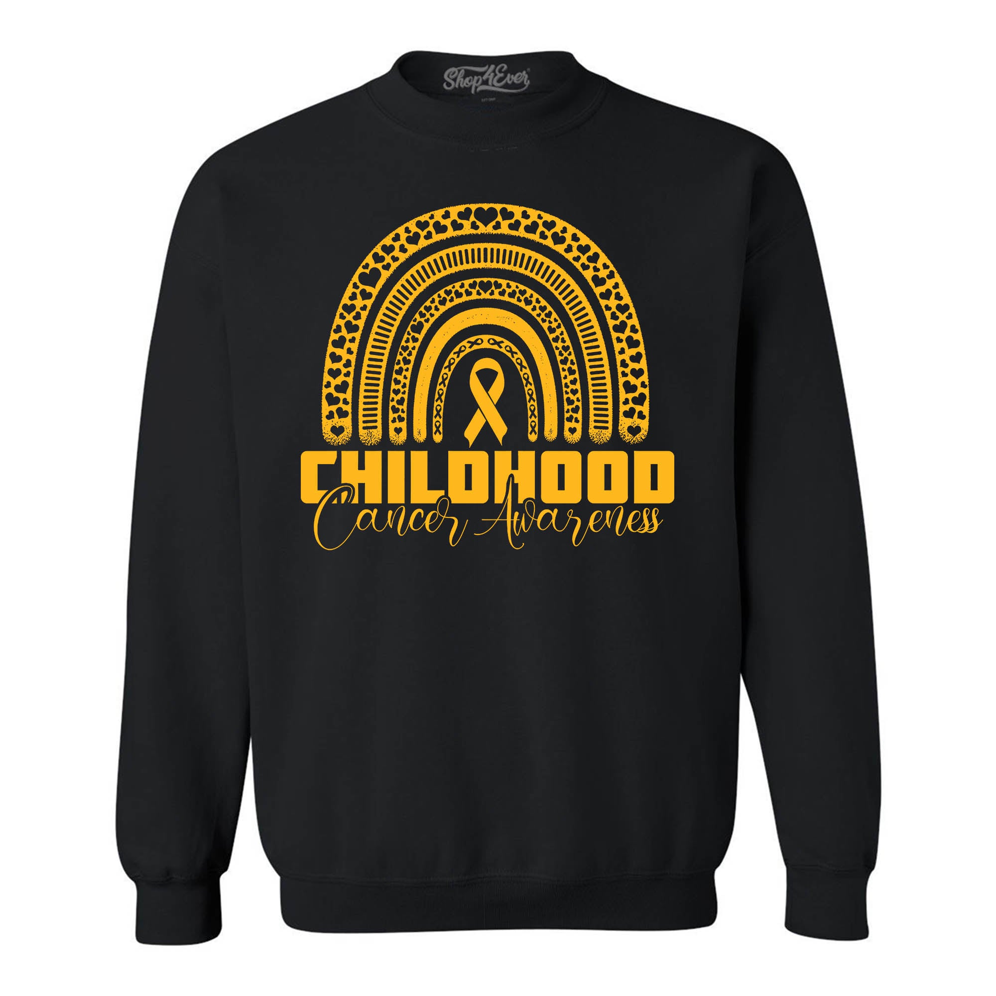 Childhood Cancer Awareness Gold Rainbow Crewneck Sweatshirts