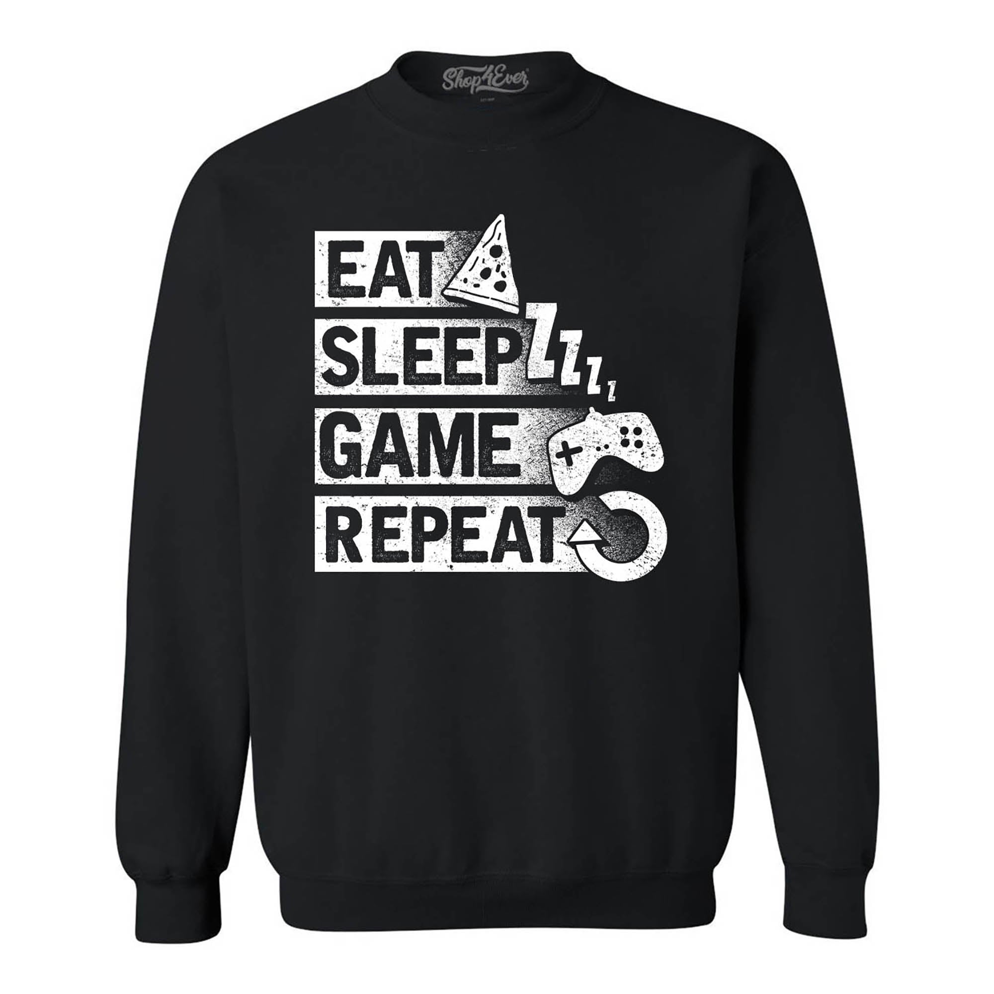 Eat Sleep Game Repeat Video Gamer Gaming Crewneck Sweatshirts