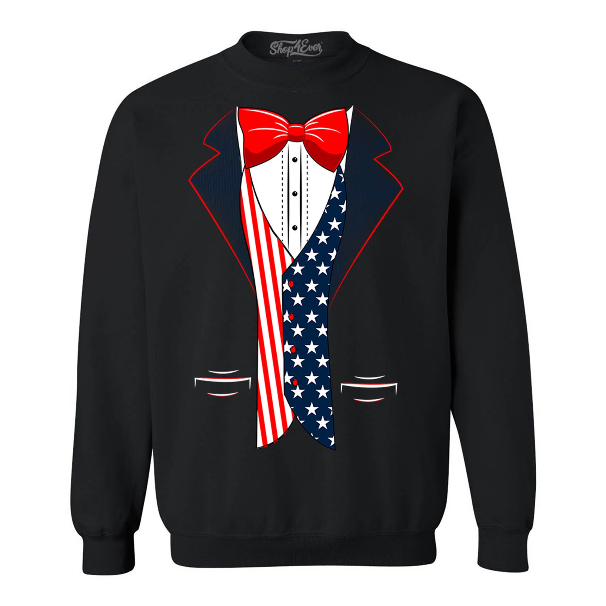 4th of July USA Tuxedo American Flag Crewneck Sweatshirts