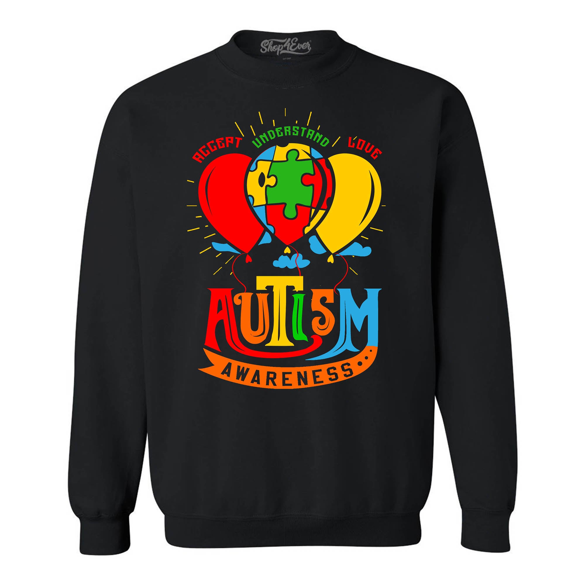Autism Awareness with Balloons Crewneck Sweatshirts