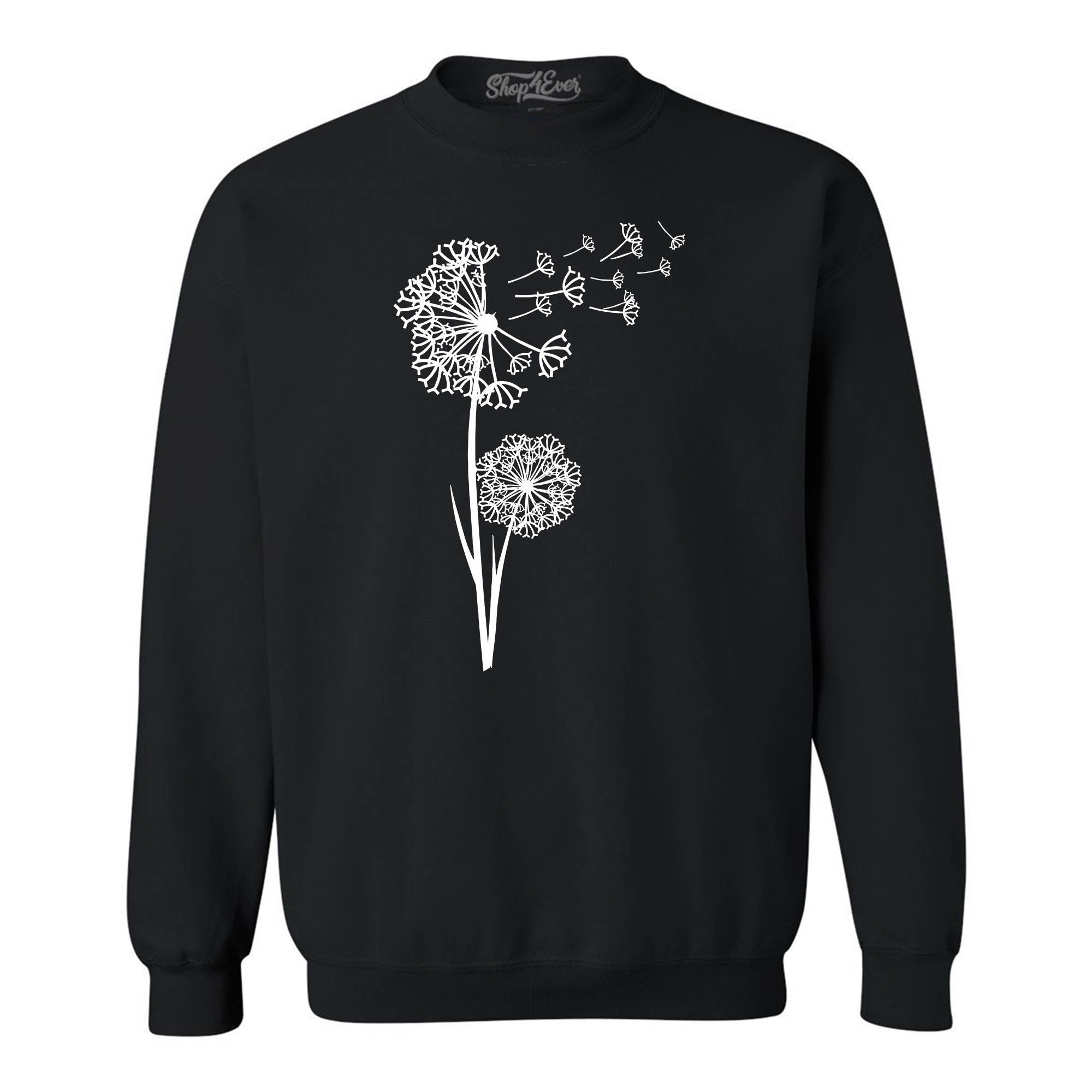 Dandelion Blowing Wish Flower Wildflowers Crewneck Sweatshirts