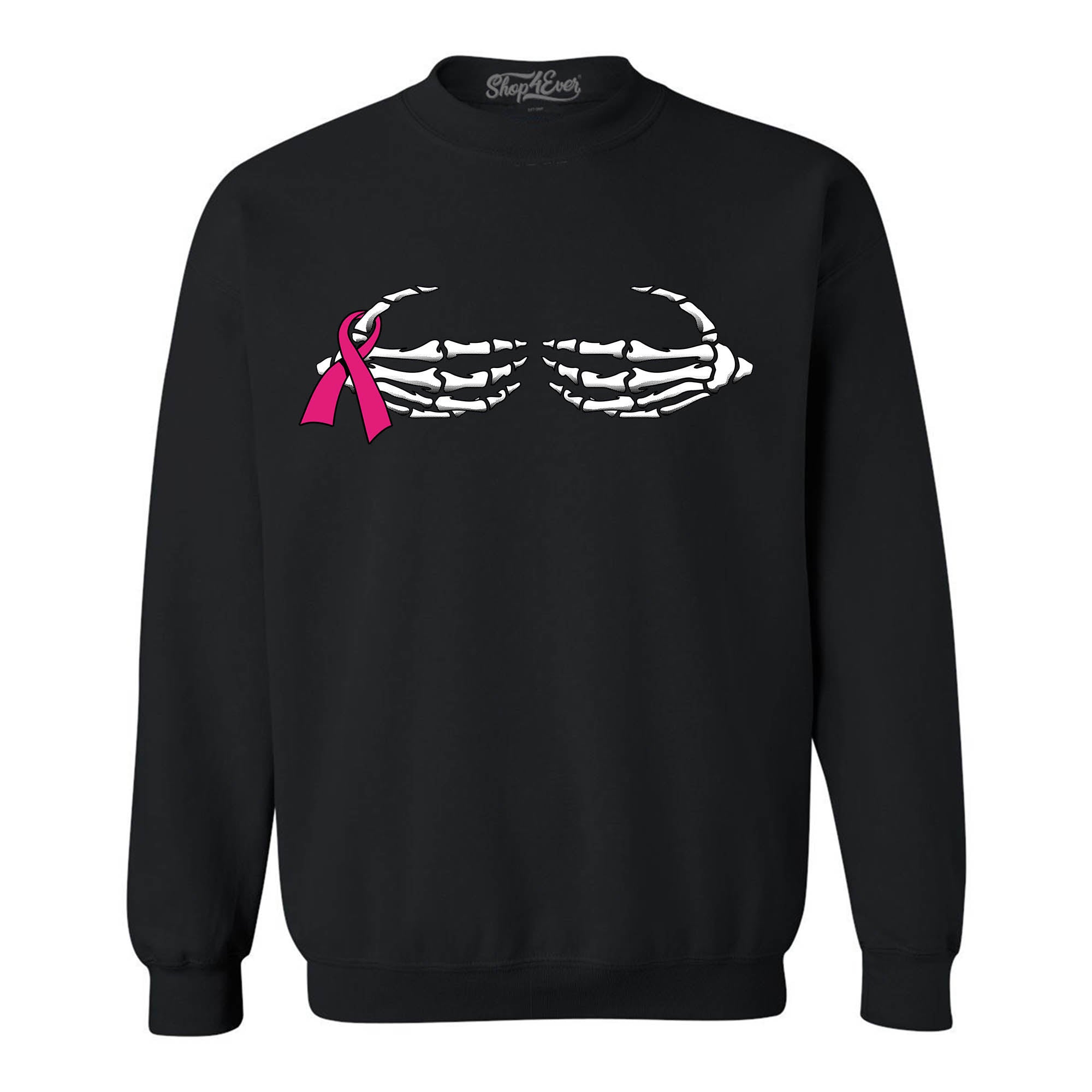Skeleton Hands Crewnecks Breast Cancer Awareness Sweatshirts