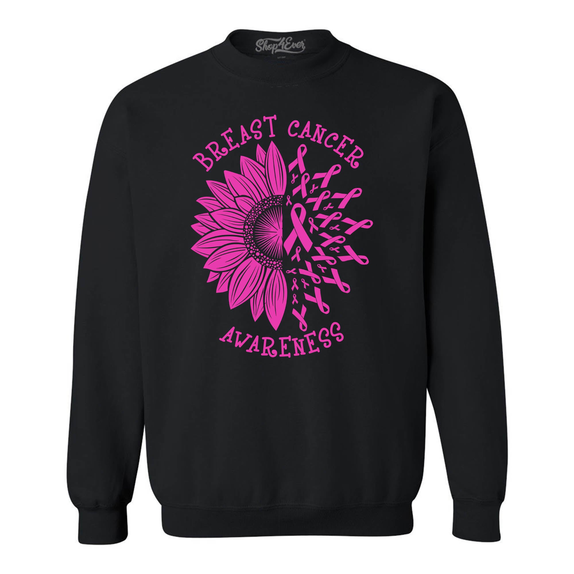 Sunflower Pink Ribbon Breast Cancer Awareness Crewneck Sweatshirts