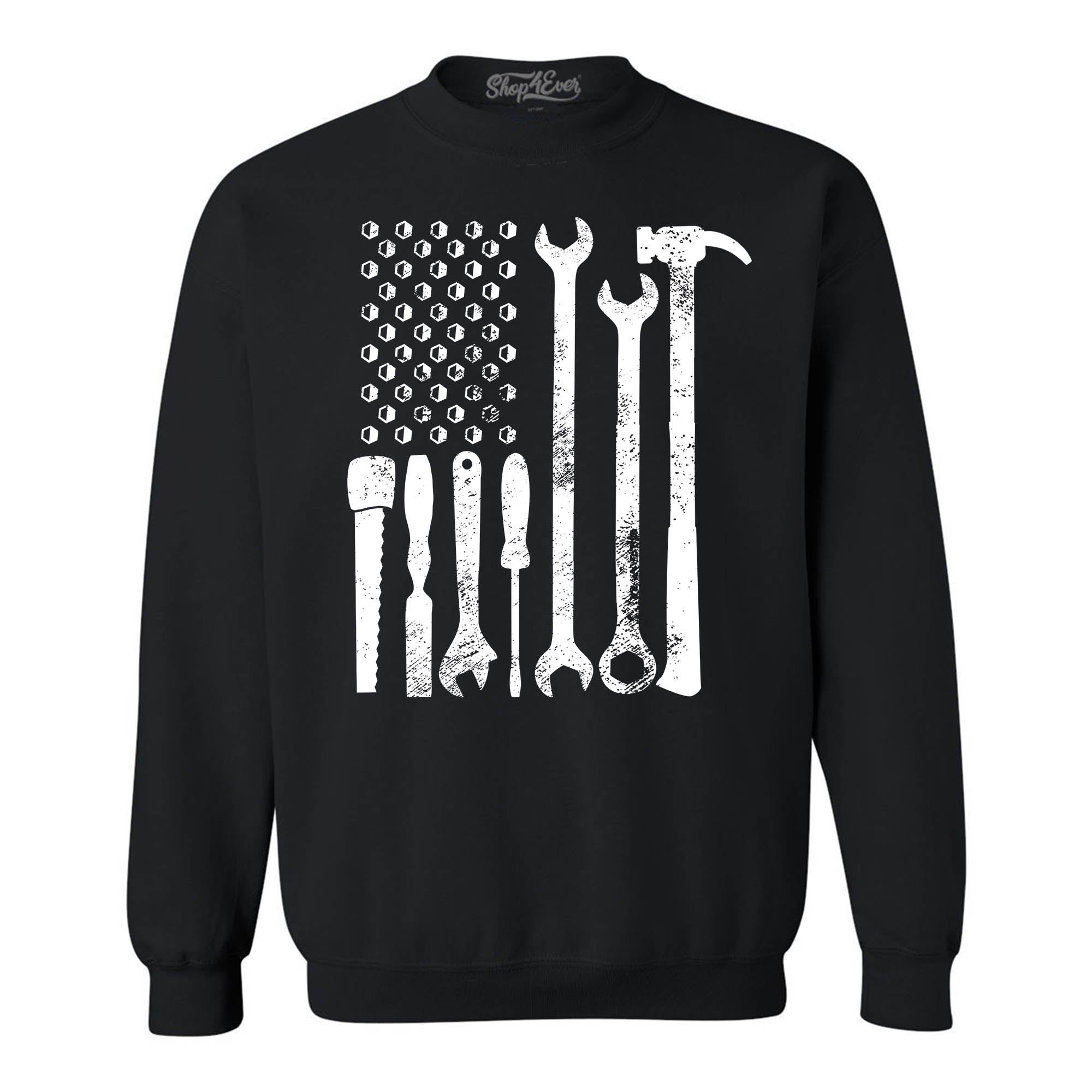 Mechanic Tool American Flag USA Crewneck Sweatshirts