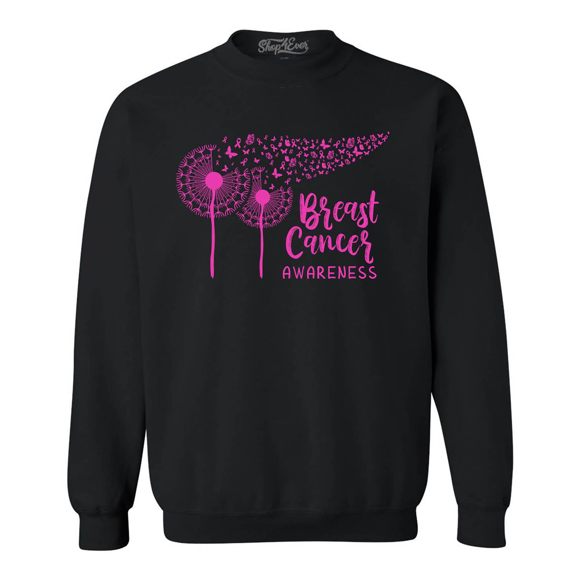 Dandelion Breast Cancer Awareness Crewneck Sweatshirts