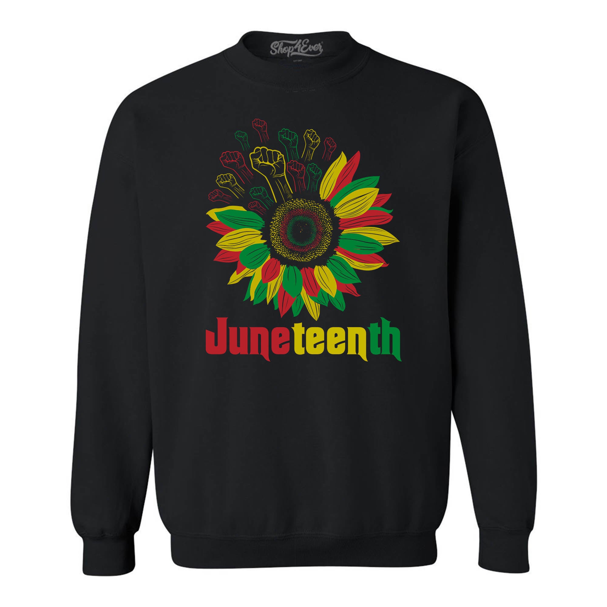 Juneteenth Black Fist Flower Power June 19th 1865 Crewneck Sweatshirts