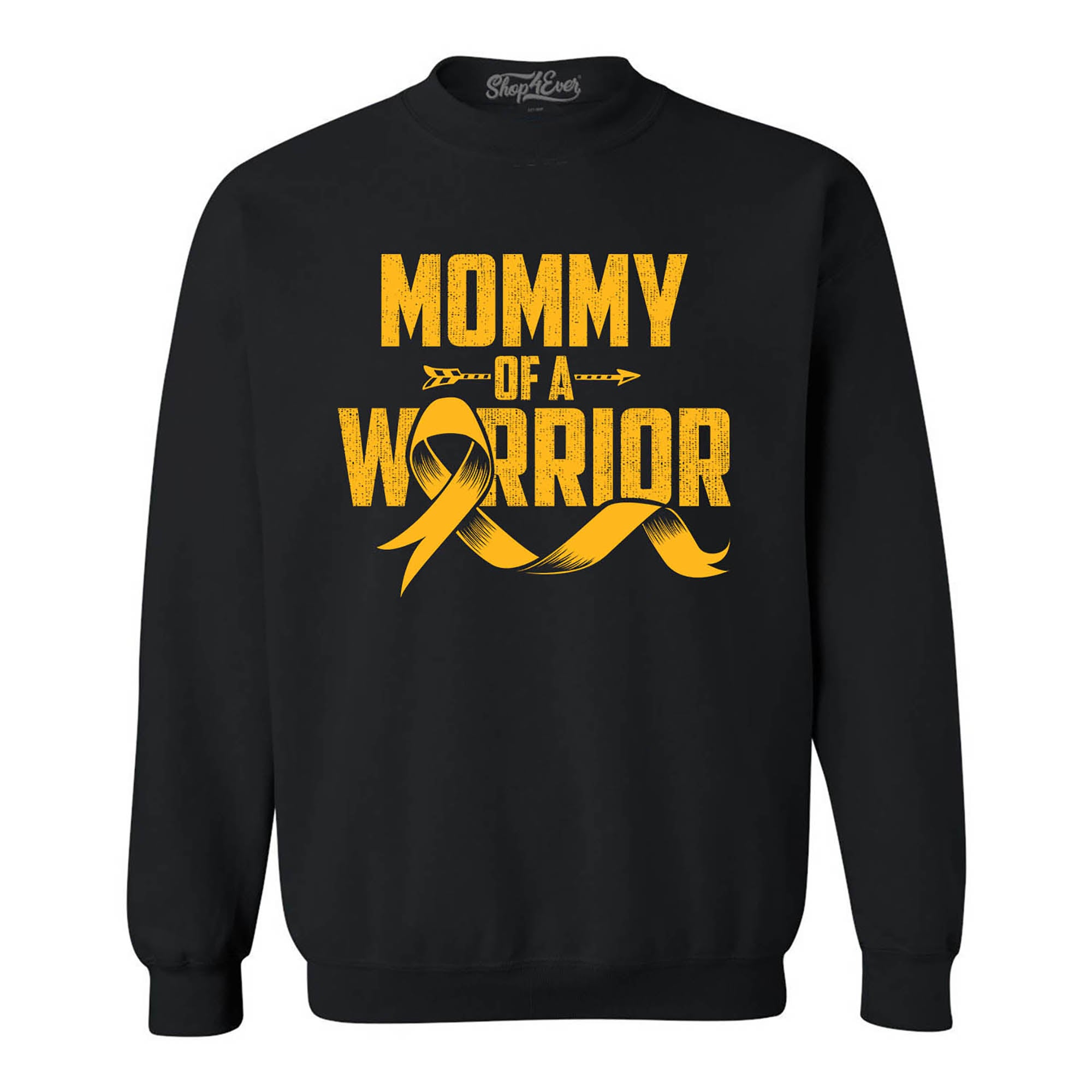 Mommy of a Warrior Childhood Cancer Awareness Crewneck Sweatshirts