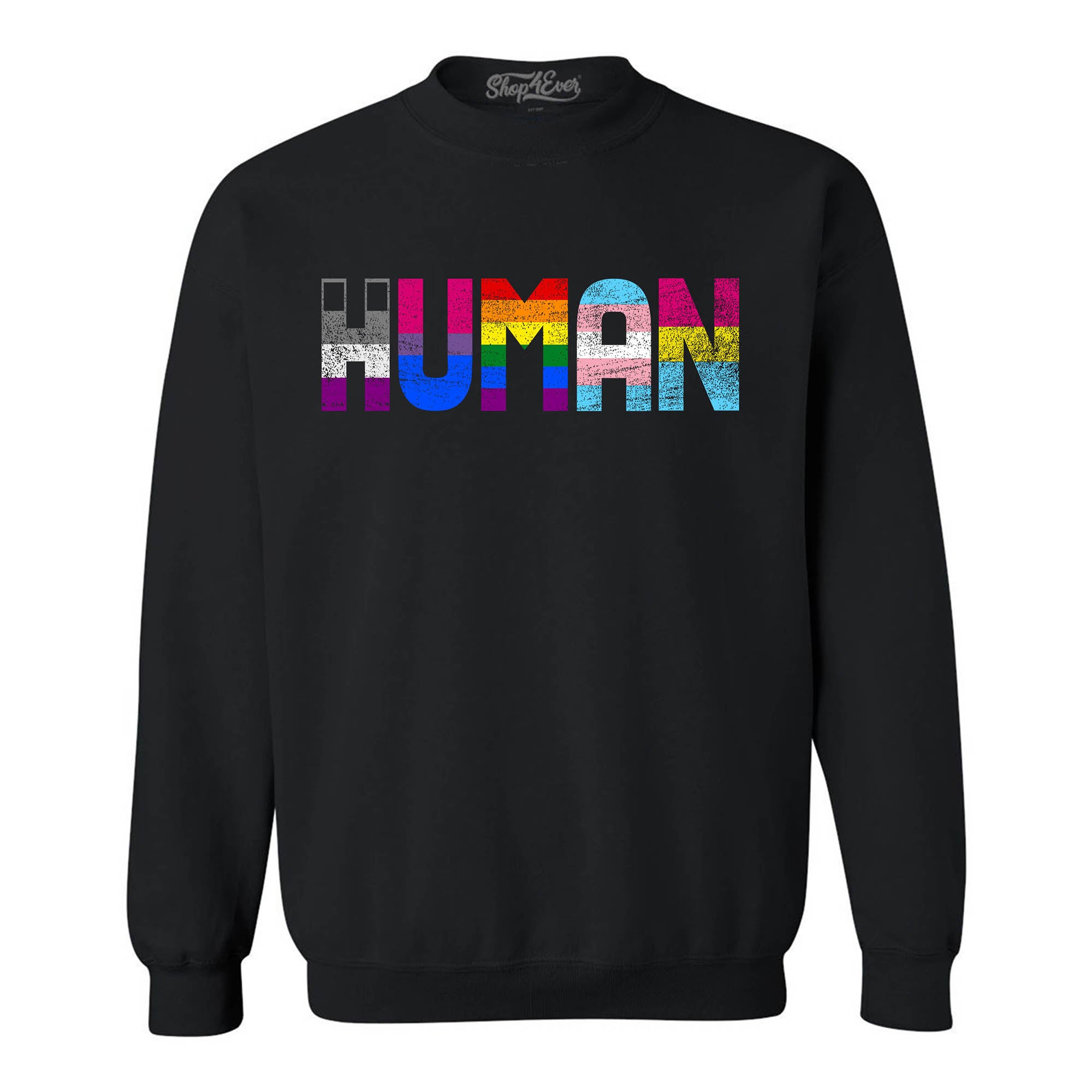 Human Pride Flags Crewneck Sweatshirts