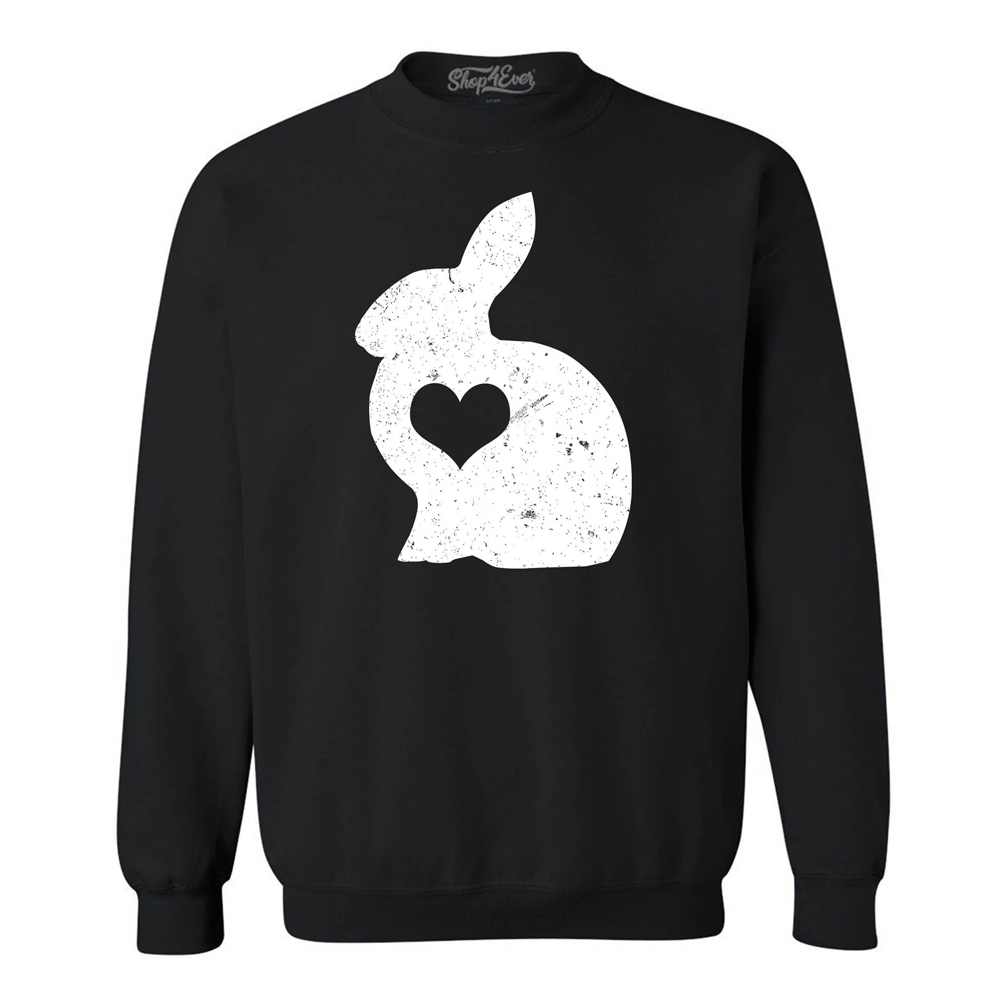 Easter Bunny Rabbit with Heart Crewneck Sweatshirts