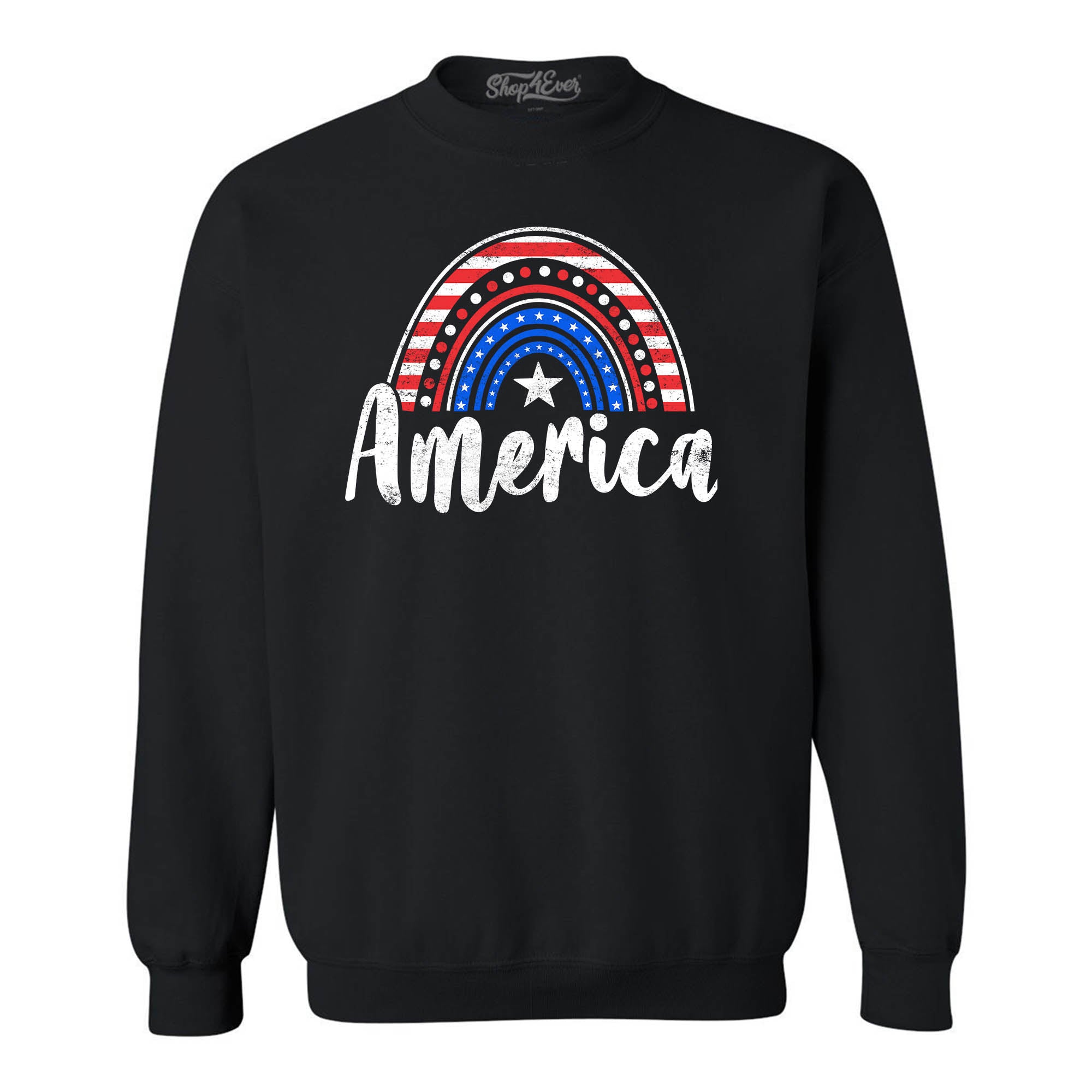 America Patriotic Rainbow 4th of July Crewneck Sweatshirts