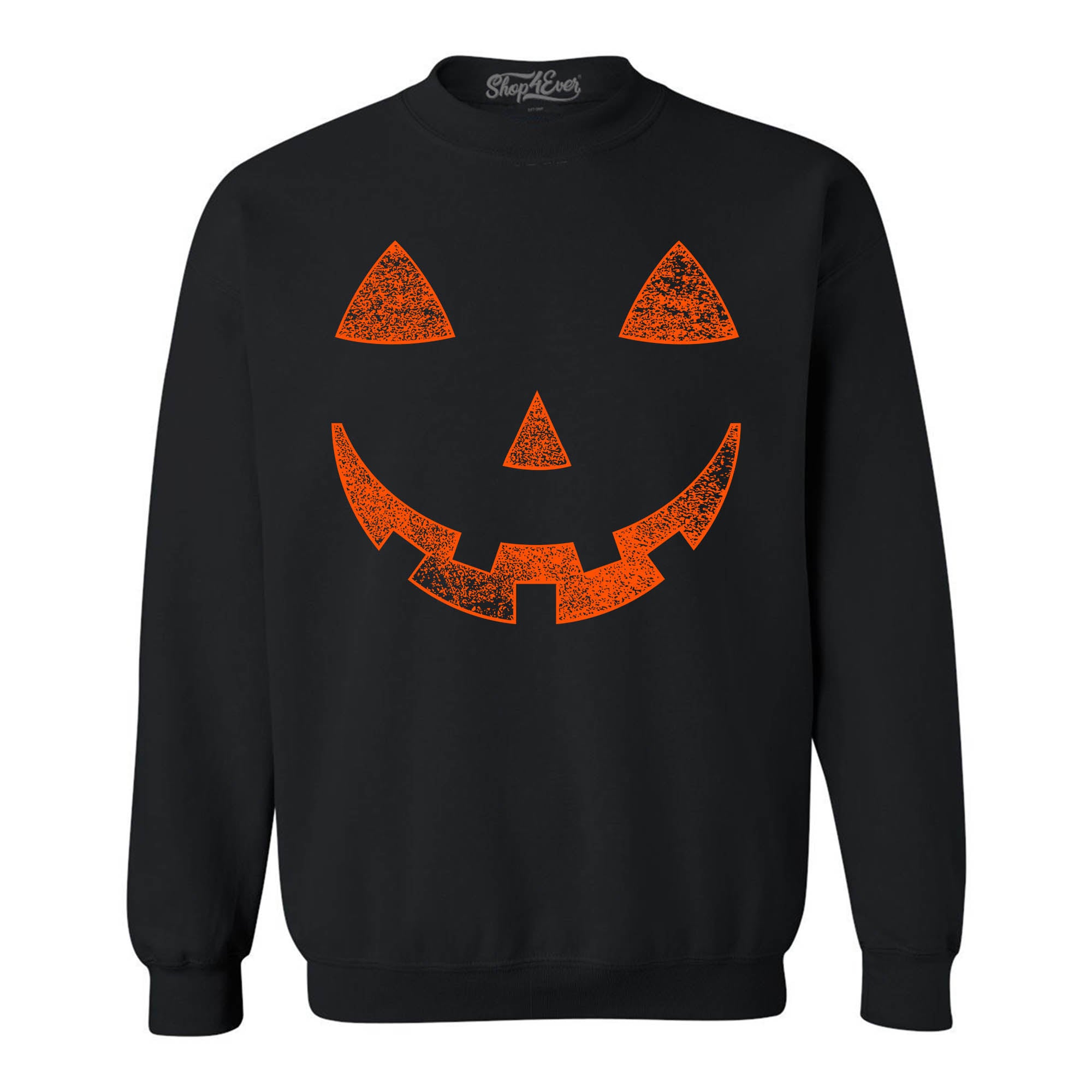 Orange Jack O' Lantern Pumpkin Face Halloween Costume Crewneck Sweatshirts