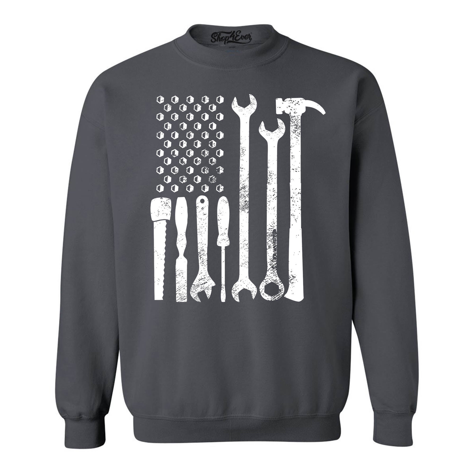 Mechanic Tool American Flag USA Crewneck Sweatshirts