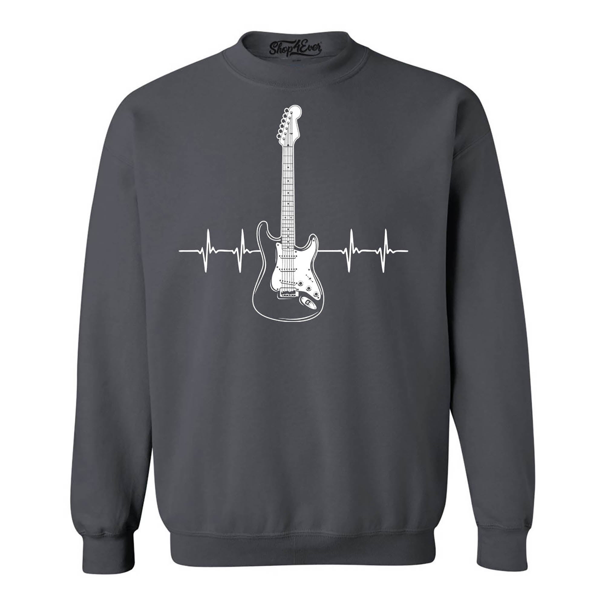 Electric Guitar Heartbeat Musician Crewneck Sweatshirts
