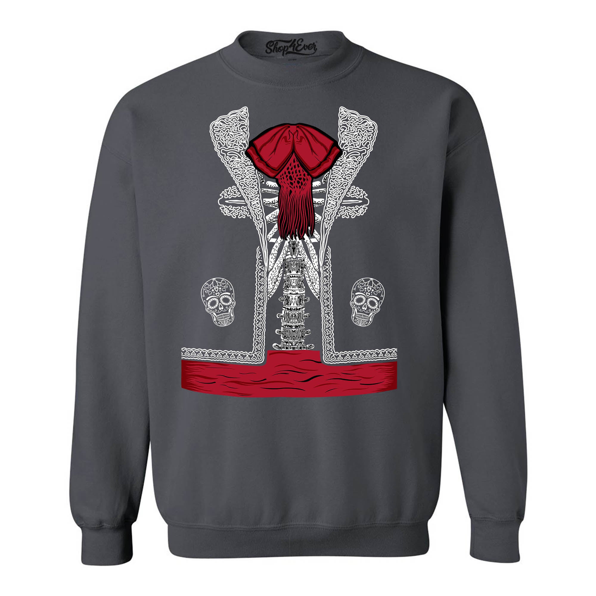 Day of The Dead Mariachi Skeleton Costume Crewneck Sweatshirts