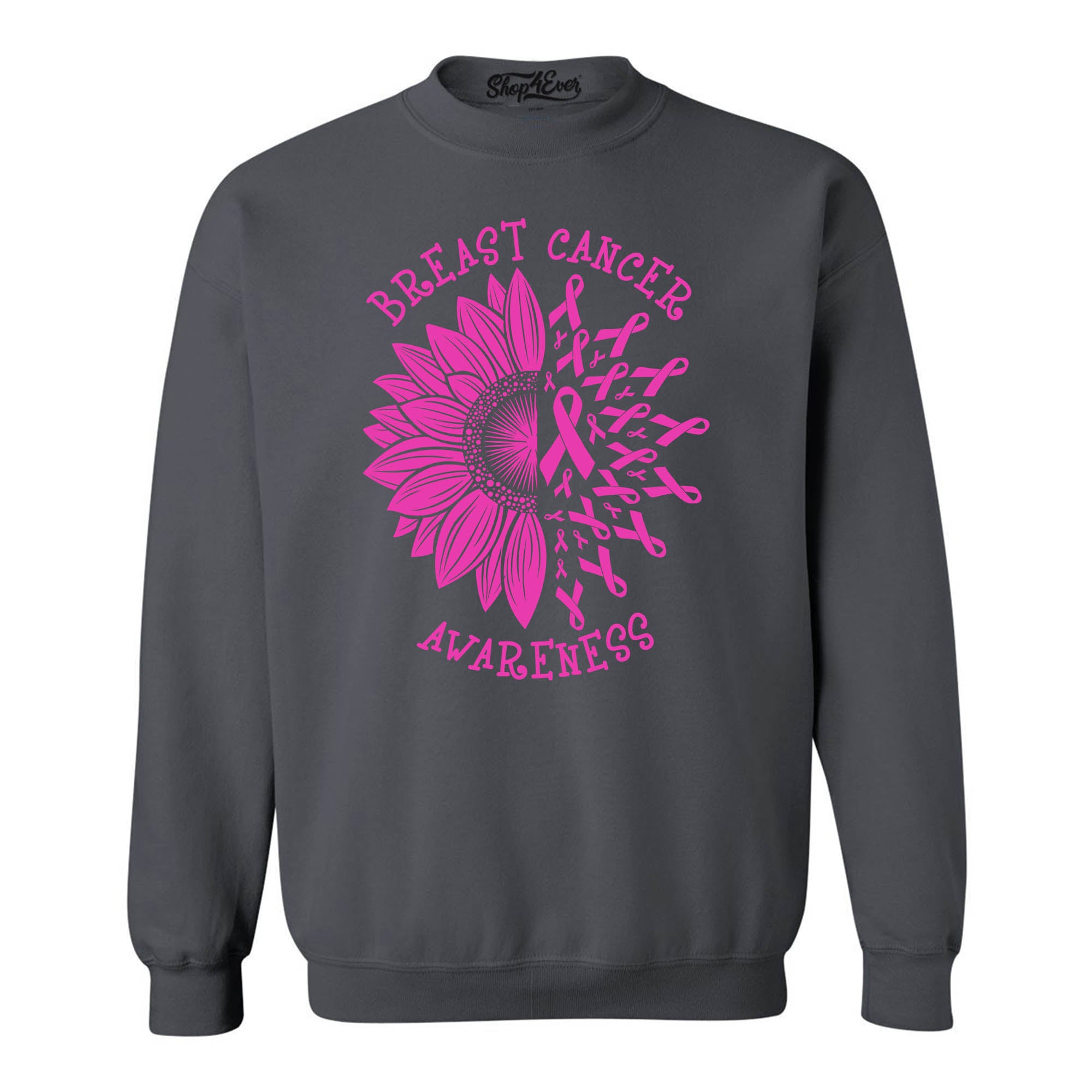 Sunflower Pink Ribbon Breast Cancer Awareness Crewneck Sweatshirts