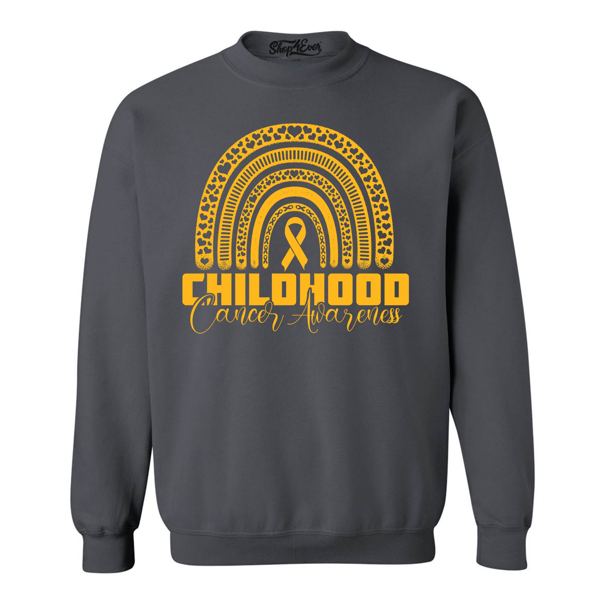 Childhood Cancer Awareness Gold Rainbow Crewneck Sweatshirts