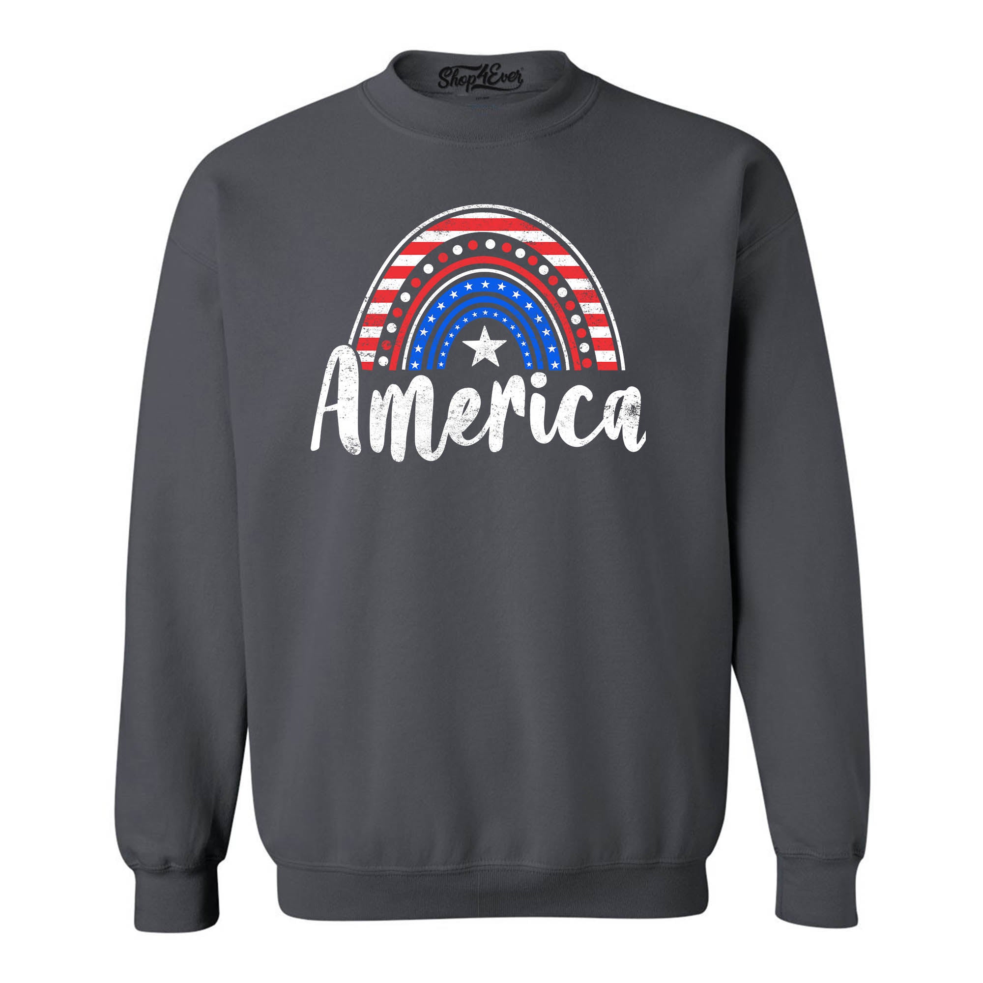 America Patriotic Rainbow 4th of July Crewneck Sweatshirts