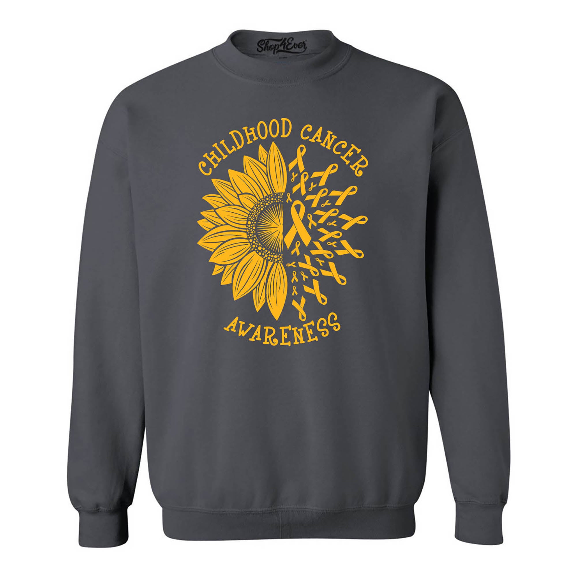 Sunflower Gold Ribbon Childhood Cancer Awareness Crewneck Sweatshirts
