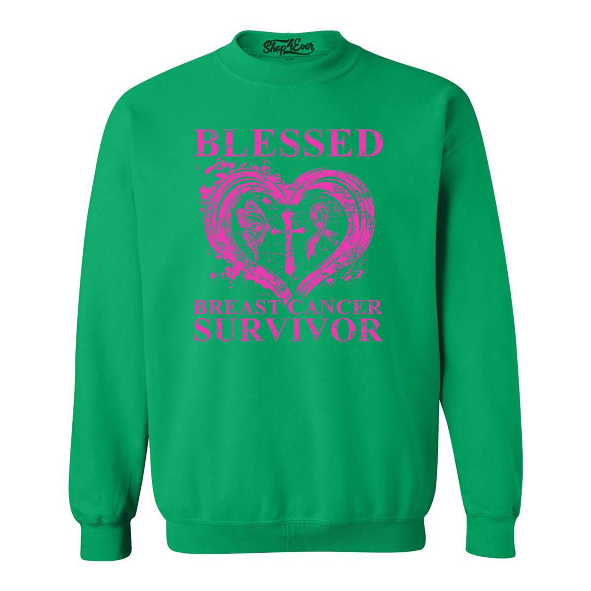 Blessed Breast Cancer Awareness Crewneck Sweatshirts