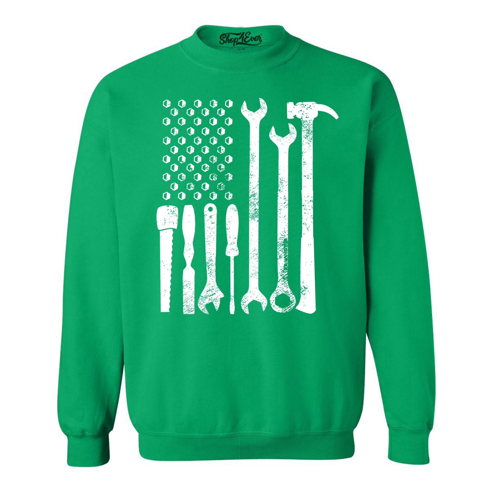 Mechanic Tool American Flag USA Crewneck Sweatshirts