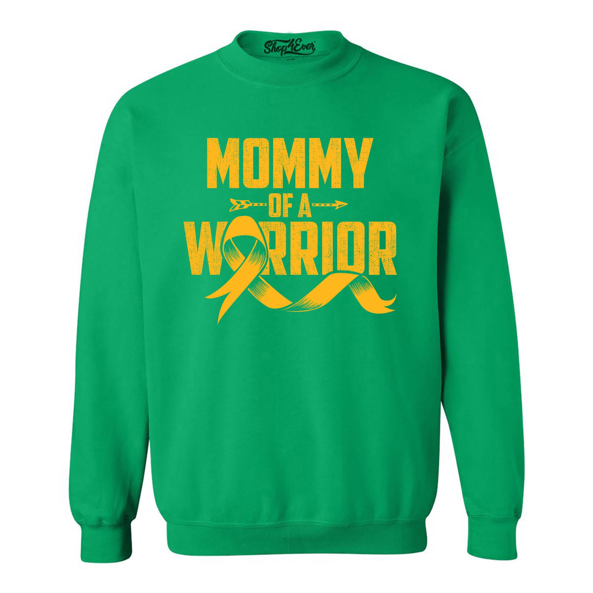 Mommy of a Warrior Childhood Cancer Awareness Crewneck Sweatshirts