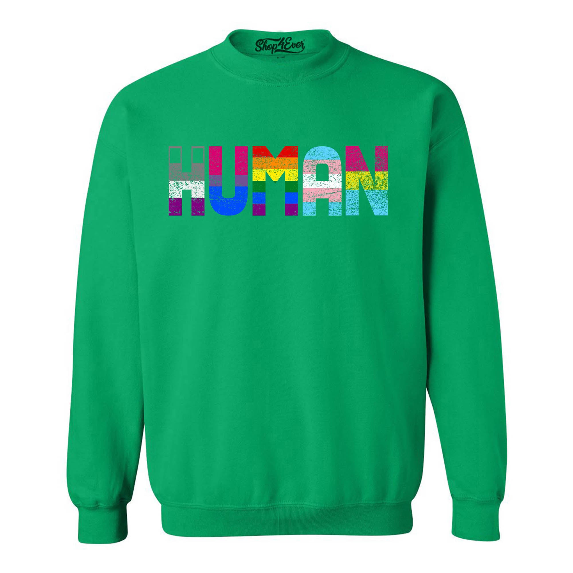 Human Pride Flags Crewneck Sweatshirts