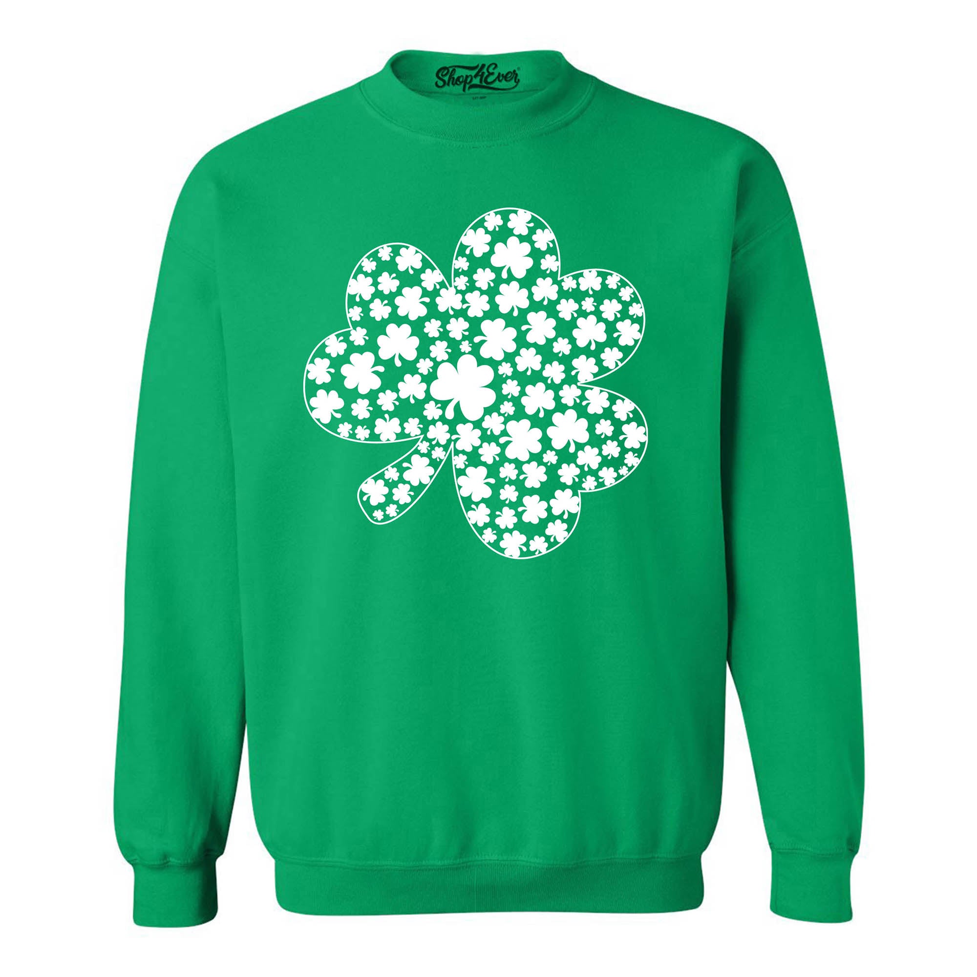 Irish Shamrock Green Clover Cloud St. Patrick's Day Crewneck Sweatshirts