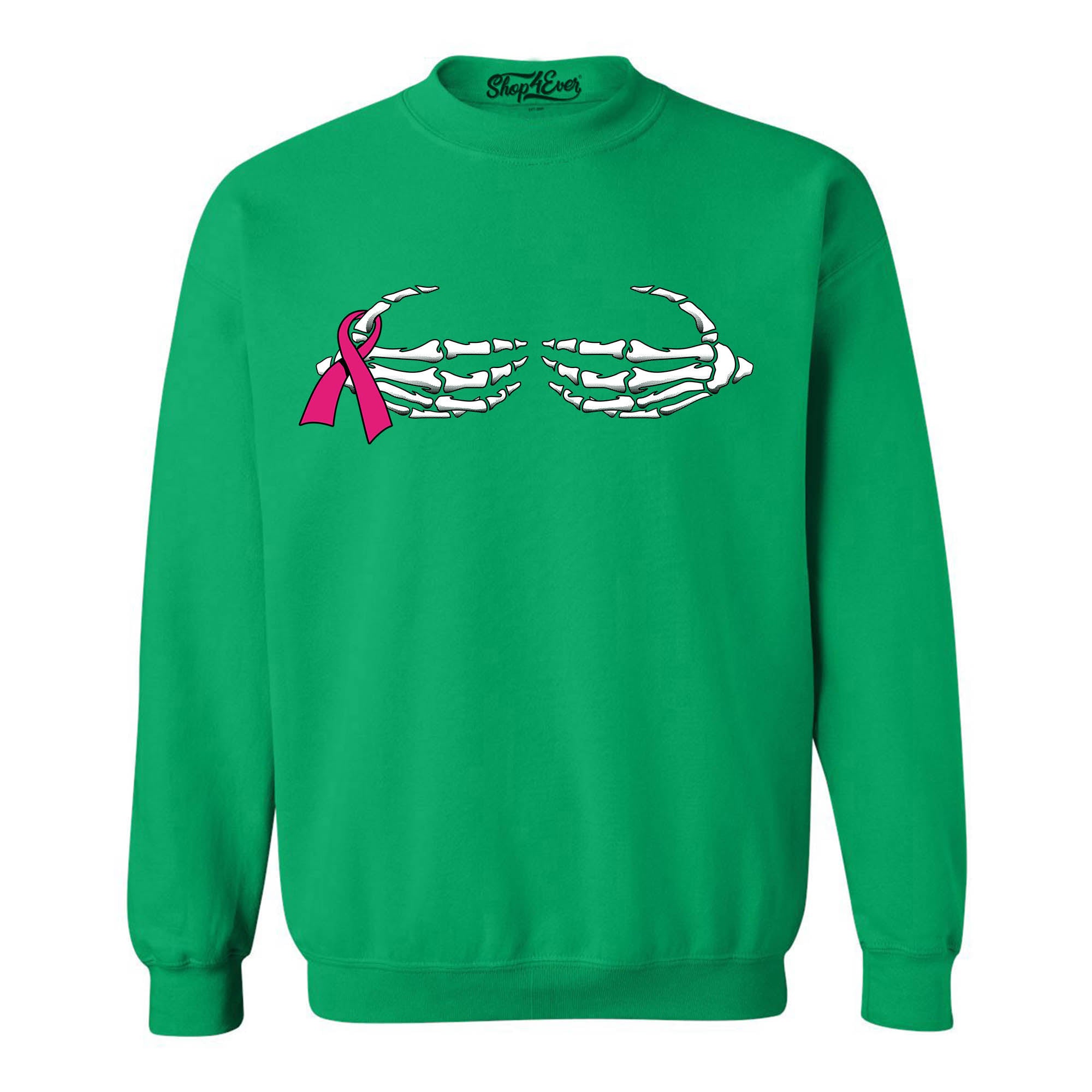 Skeleton Hands Crewnecks Breast Cancer Awareness Sweatshirts