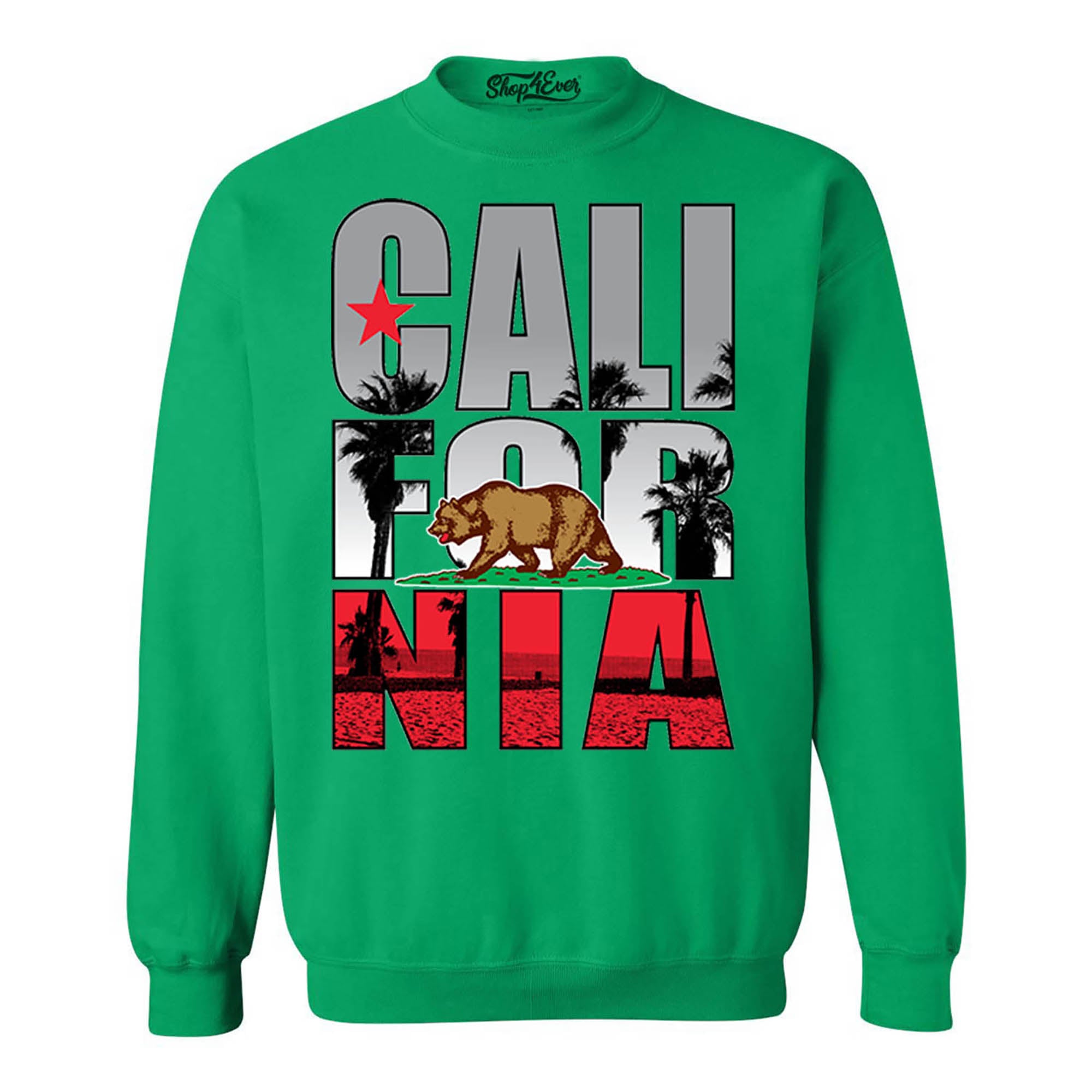 California Beach Palm Tree Crewnecks Cali Flag Sweatshirts