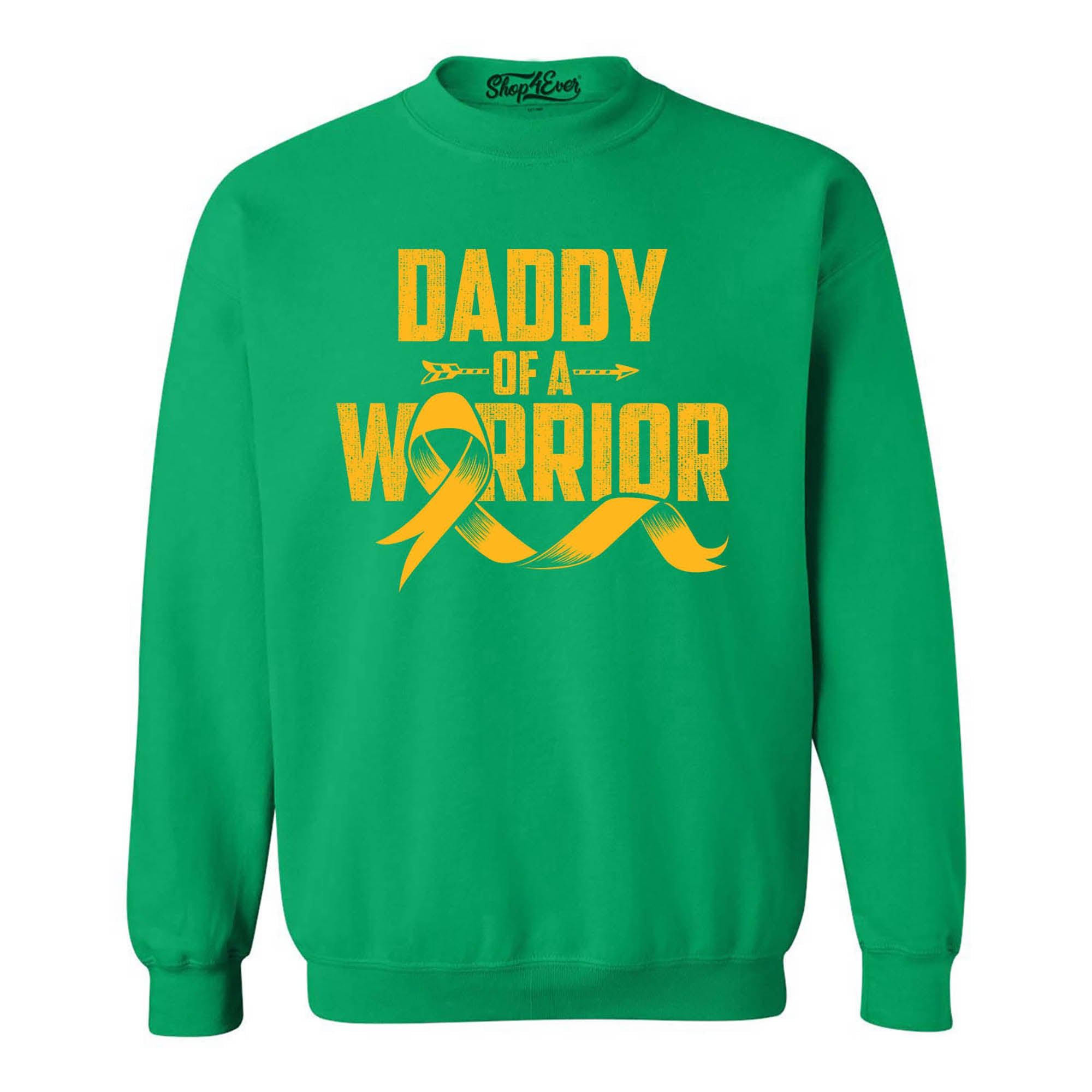 Daddy of a Warrior Childhood Cancer Awareness Crewneck Sweatshirts