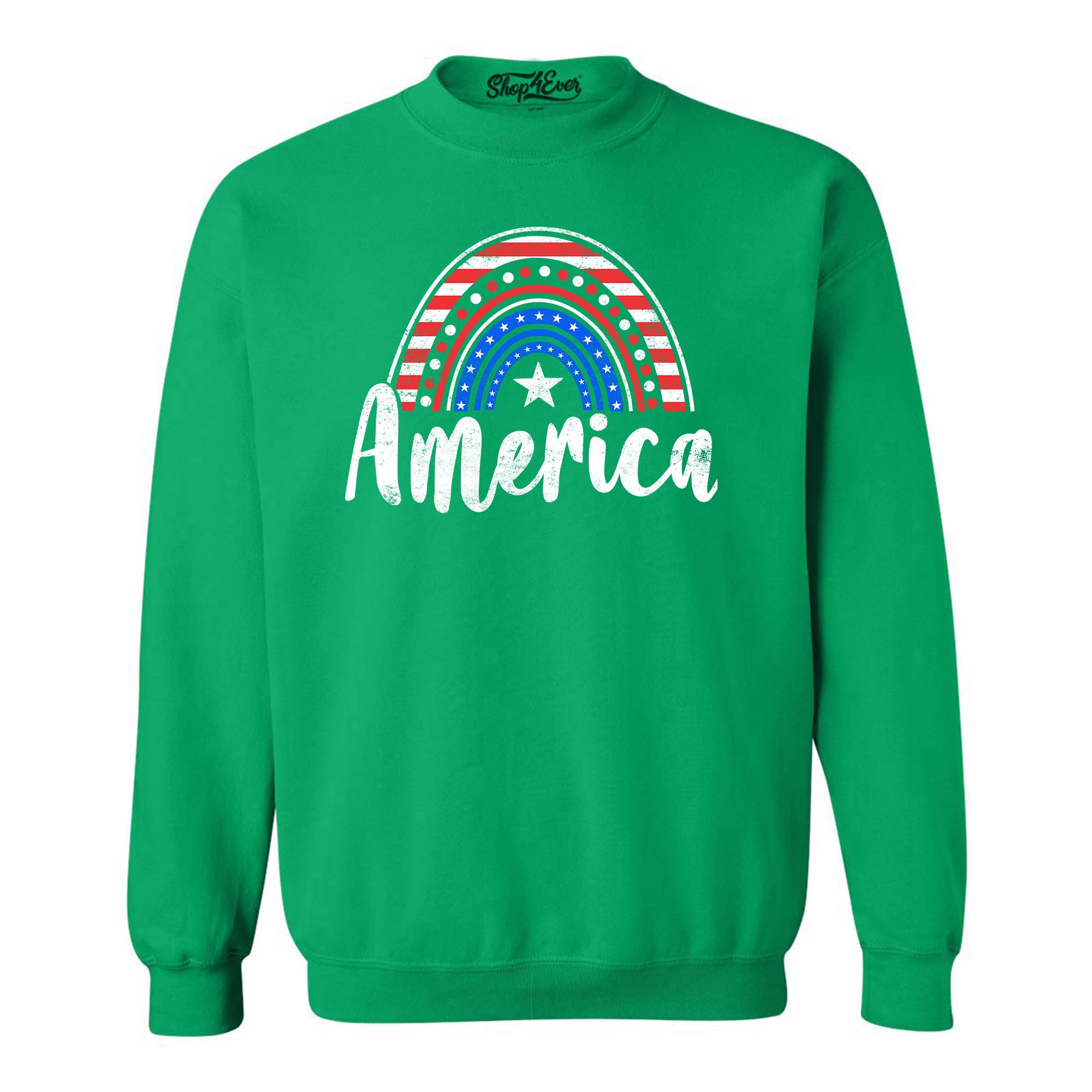 America Patriotic Rainbow 4th of July Crewneck Sweatshirts