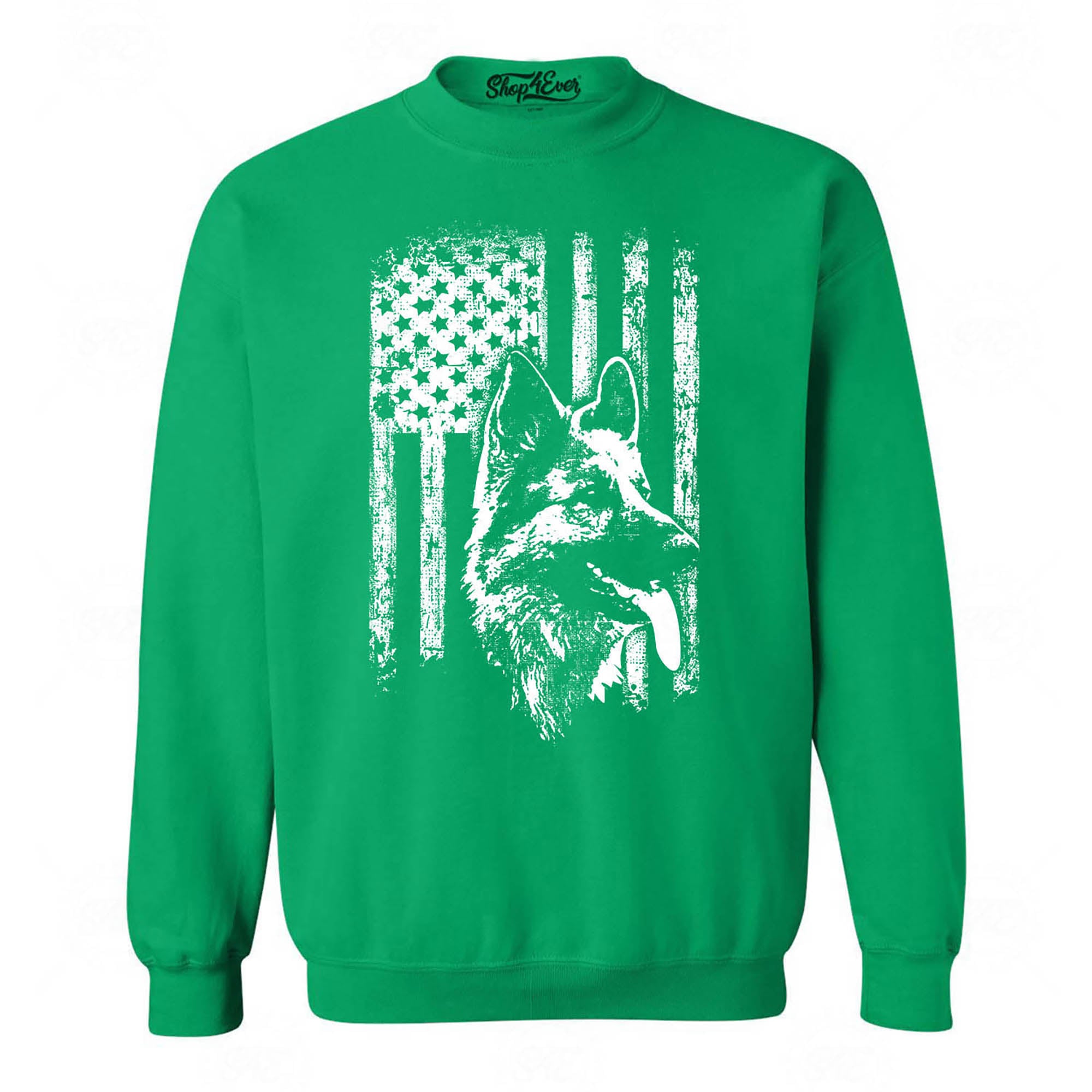 German Shepherd American Flag Crewneck Sweatshirts