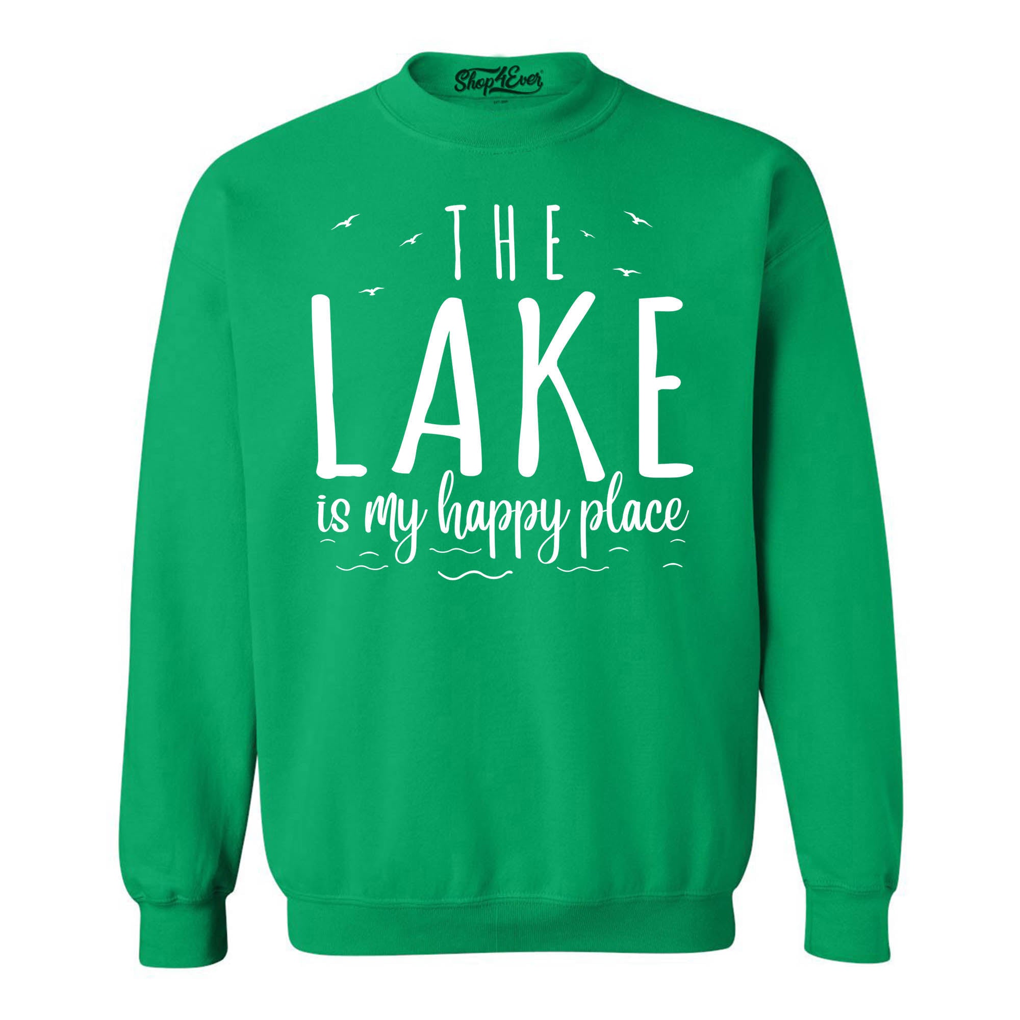 The Lake is My Happy Place Crewneck Sweatshirts