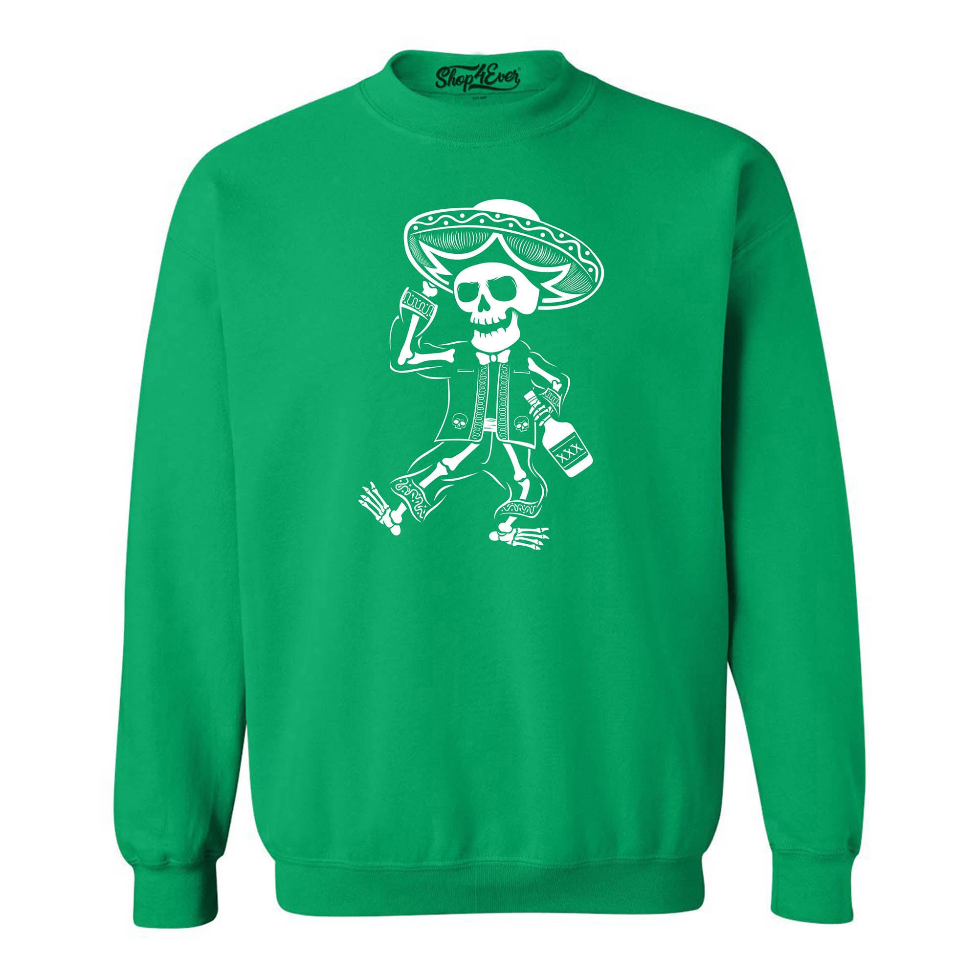 Drunk Mariachi Skeleton Day of the Dead Crewneck Sweatshirts
