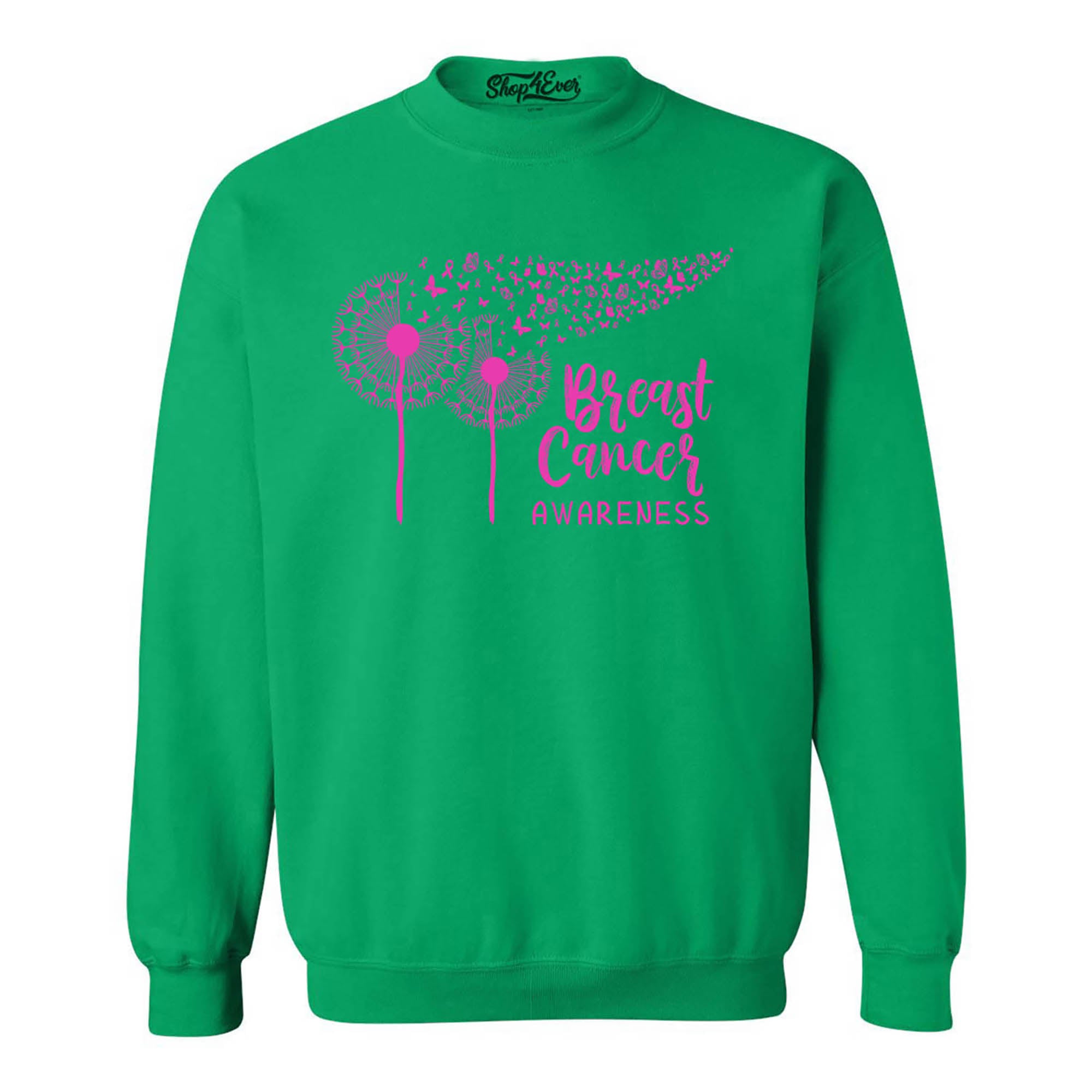 Dandelion Breast Cancer Awareness Crewneck Sweatshirts