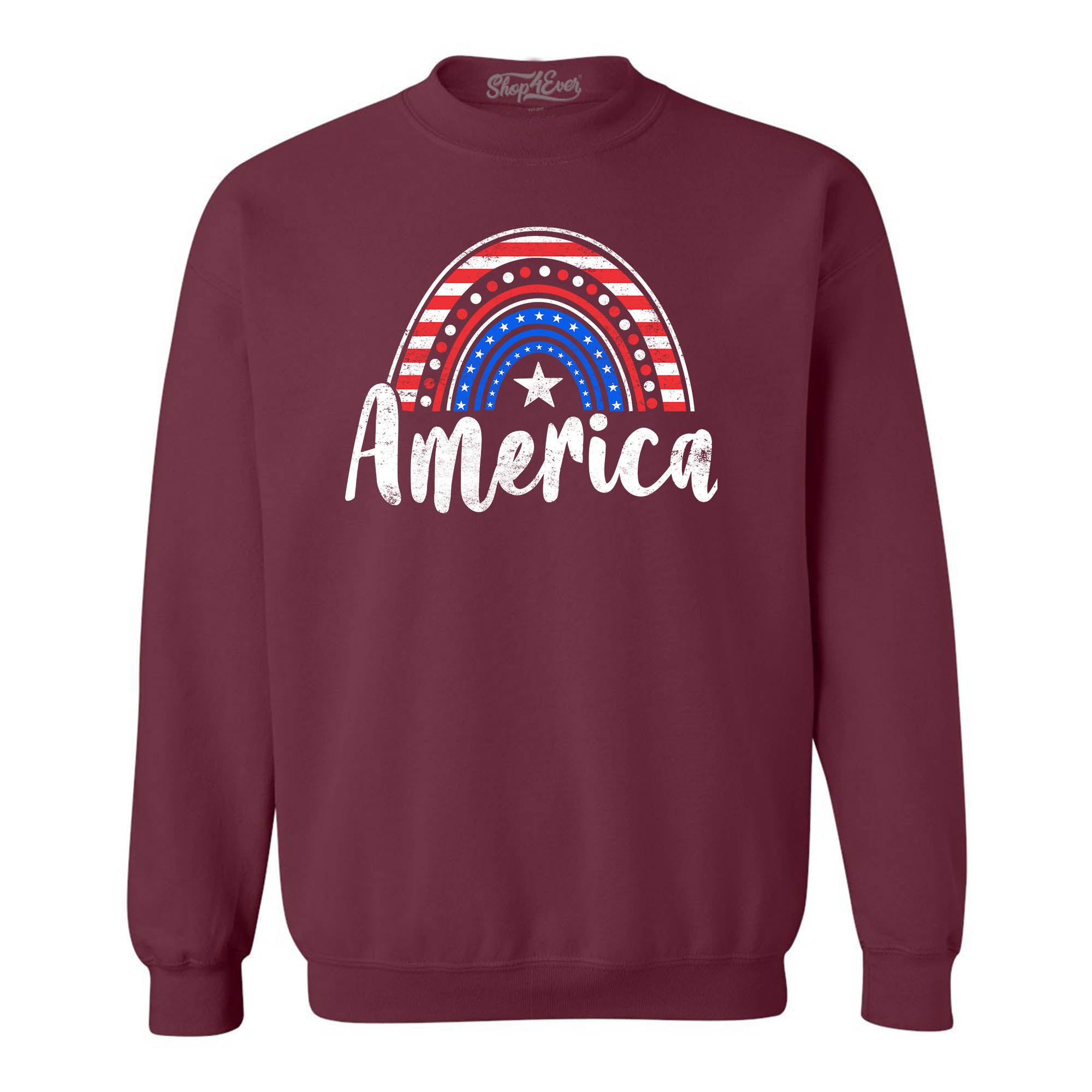 America Patriotic Rainbow 4th of July Crewneck Sweatshirts
