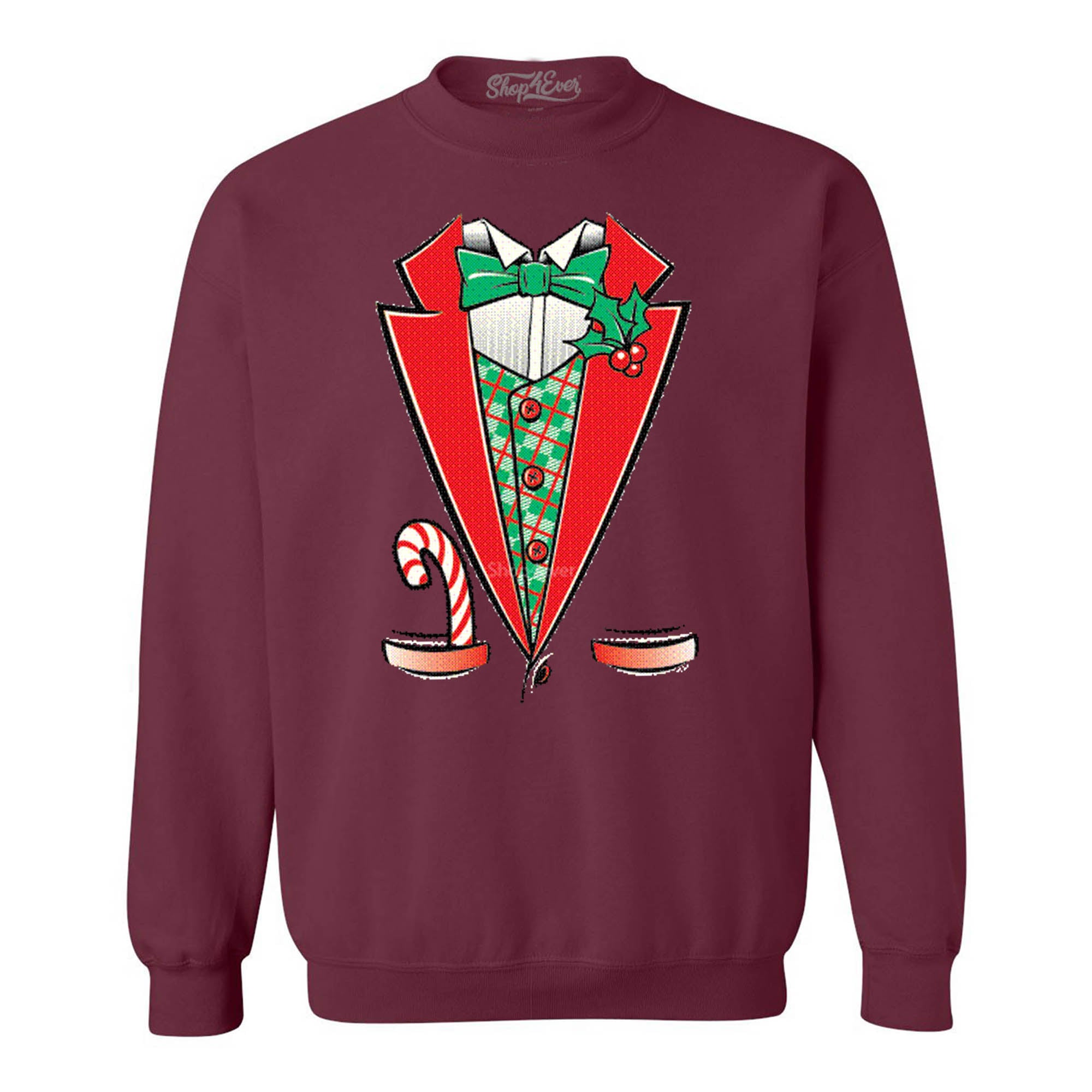 Tuxedo Christmas Costume Crewnecks Ugly Xmas Sweater Sweatshirts