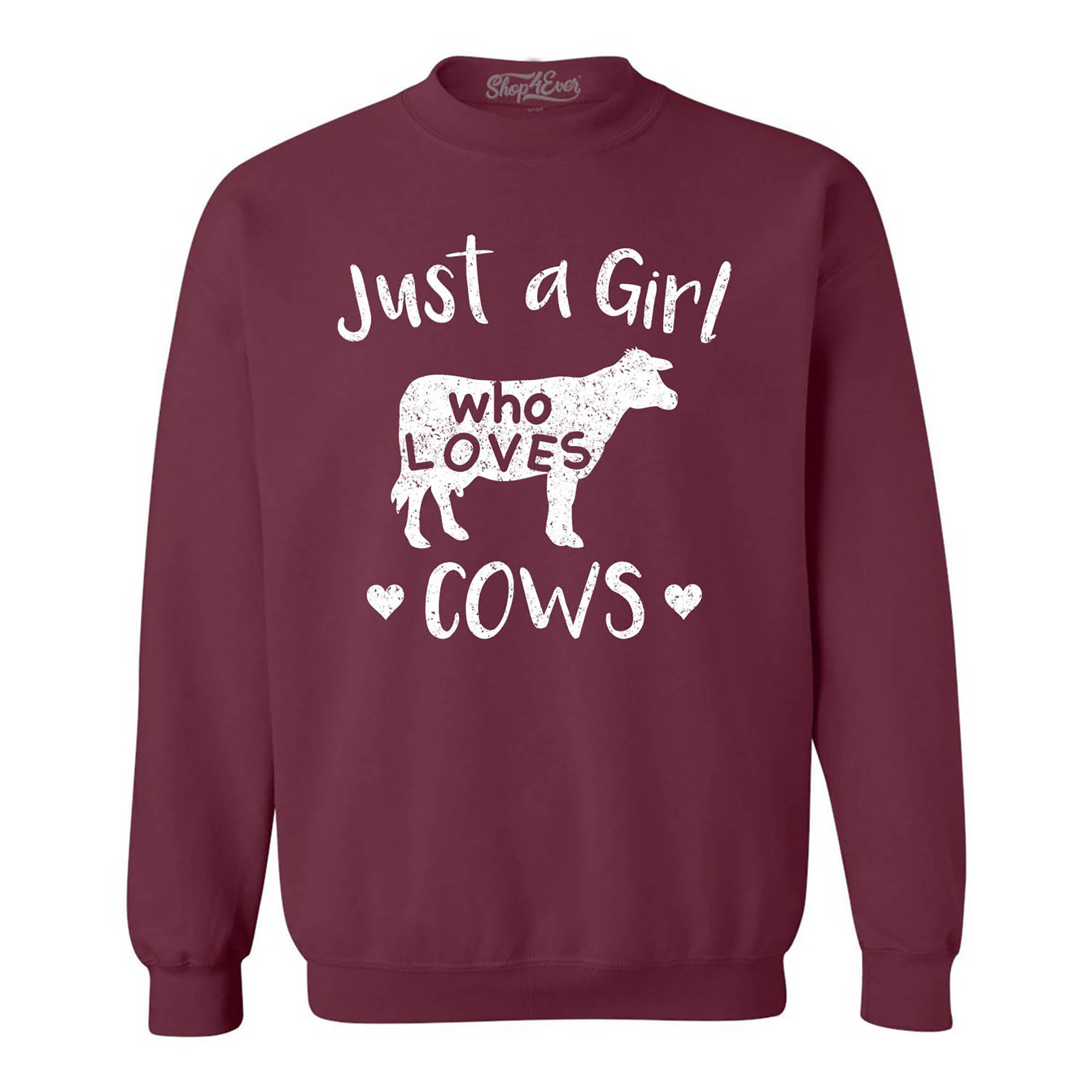 Just A Girl Who Loves Cows Crewneck Sweatshirts