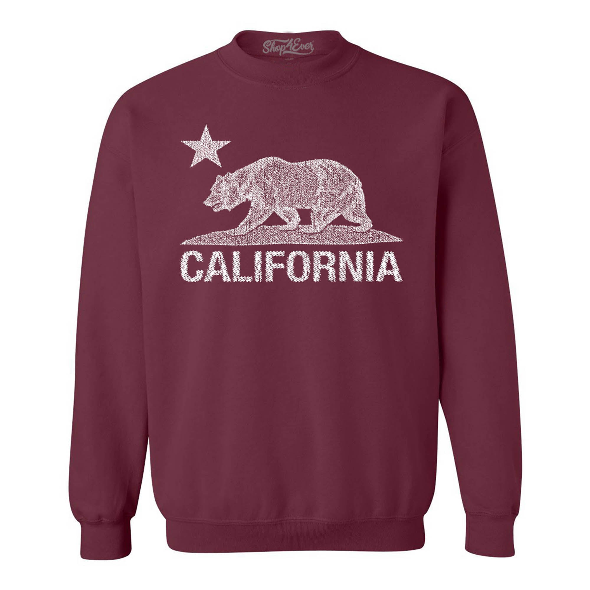 California Distressed White Bear Crewnecks Cali Sweatshirts