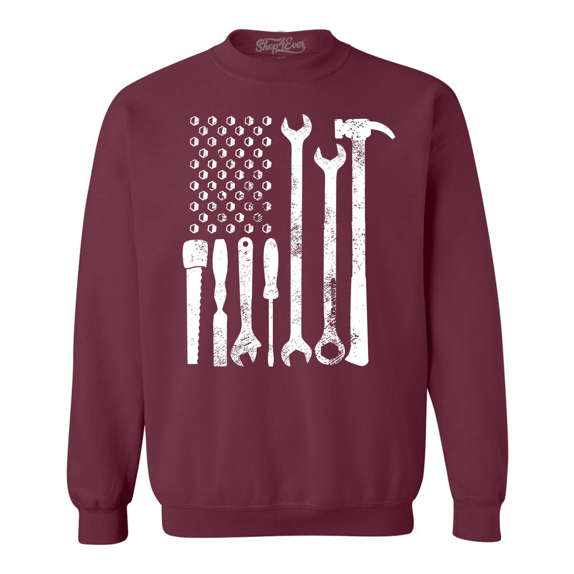 Mechanic Tool American Flag USA Crewneck Sweatshirts