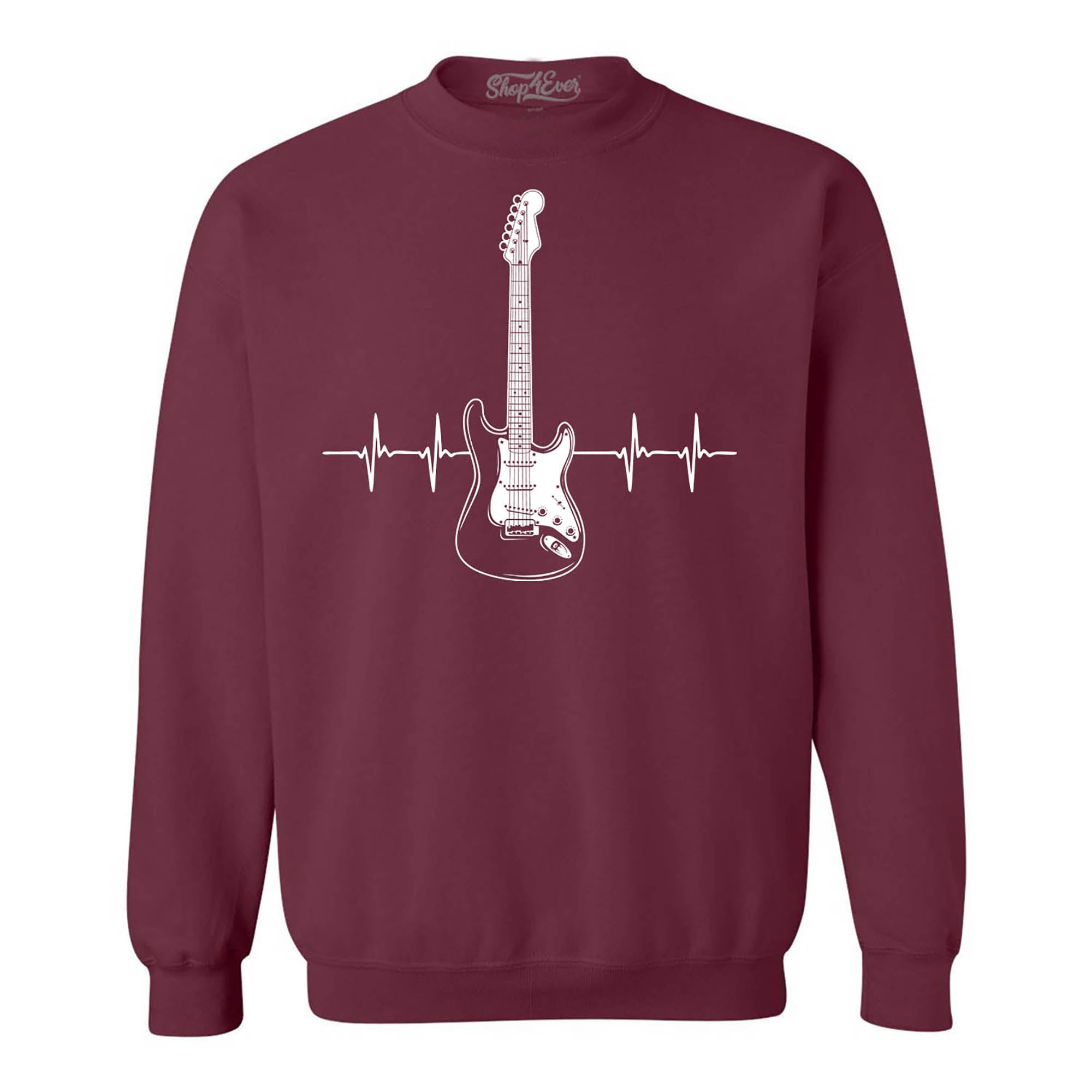 Electric Guitar Heartbeat Musician Crewneck Sweatshirts