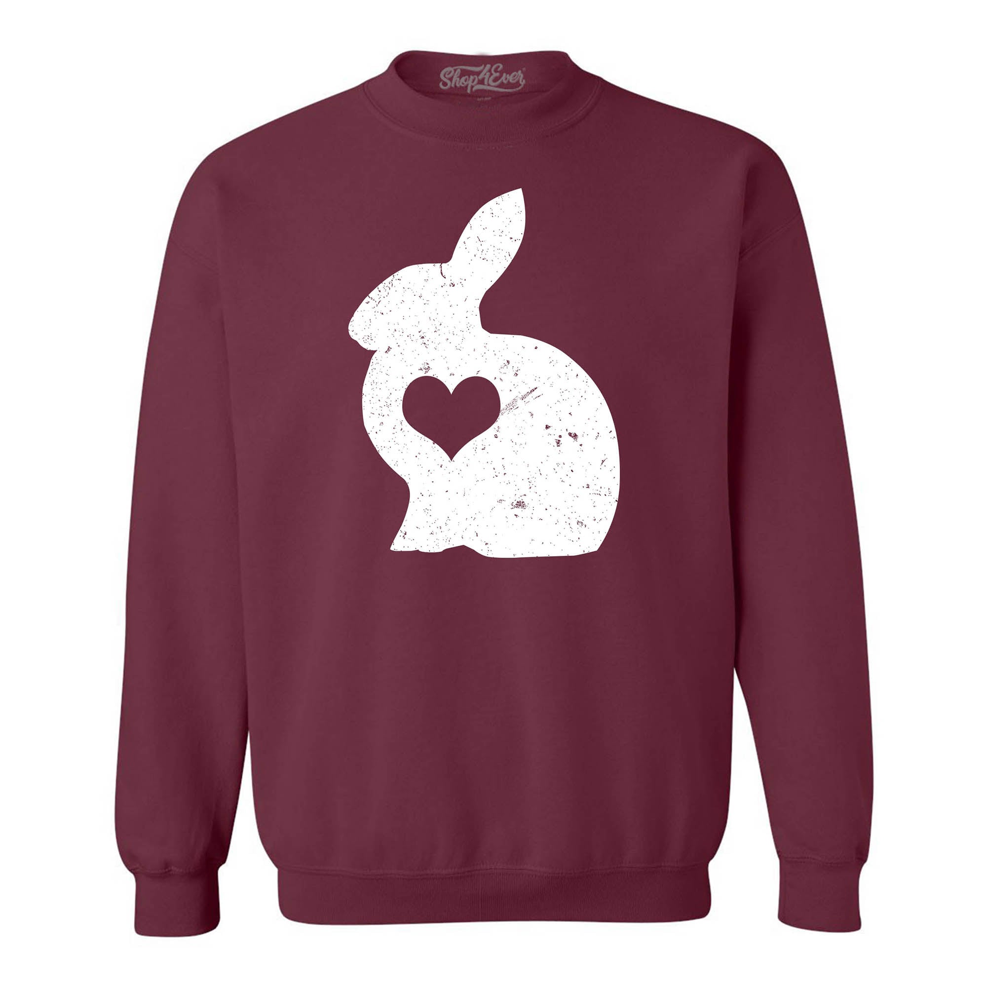 Easter Bunny Rabbit with Heart Crewneck Sweatshirts