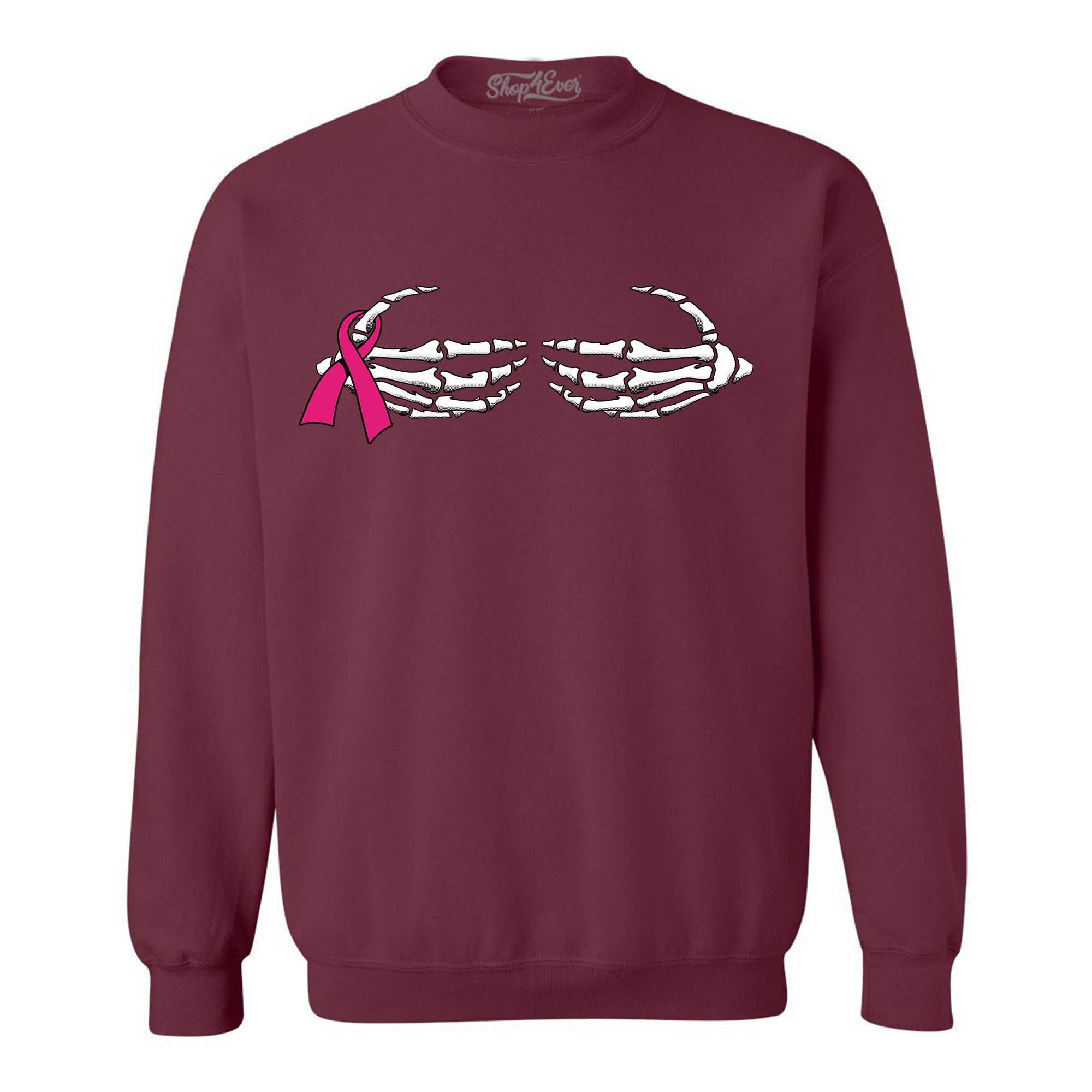 Skeleton Hands Crewnecks Breast Cancer Awareness Sweatshirts