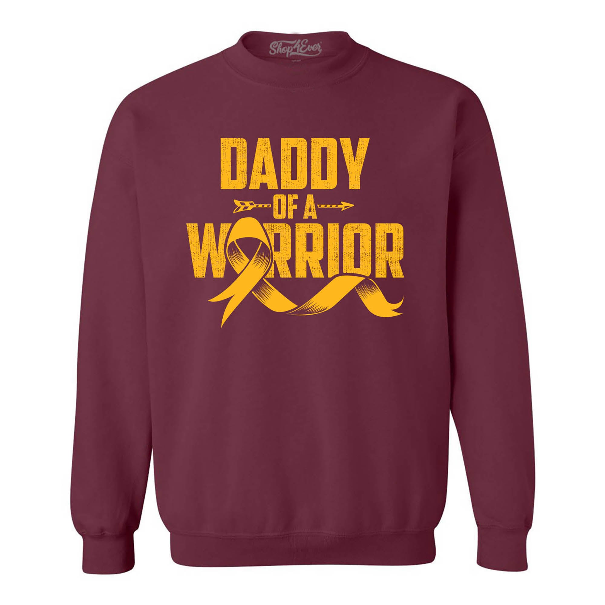 Daddy of a Warrior Childhood Cancer Awareness Crewneck Sweatshirts