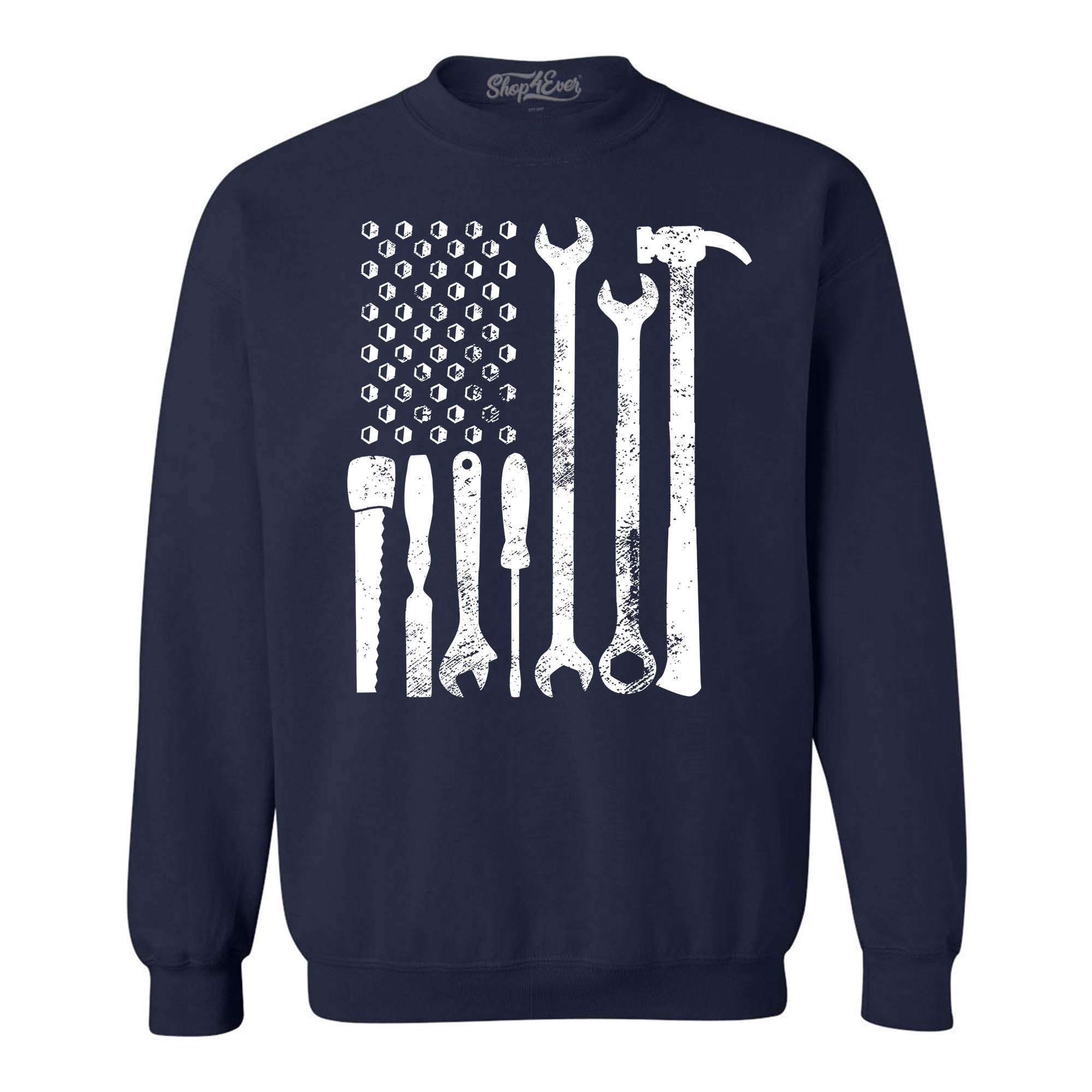 Mechanic Tool American Flag USA Crewneck Sweatshirts
