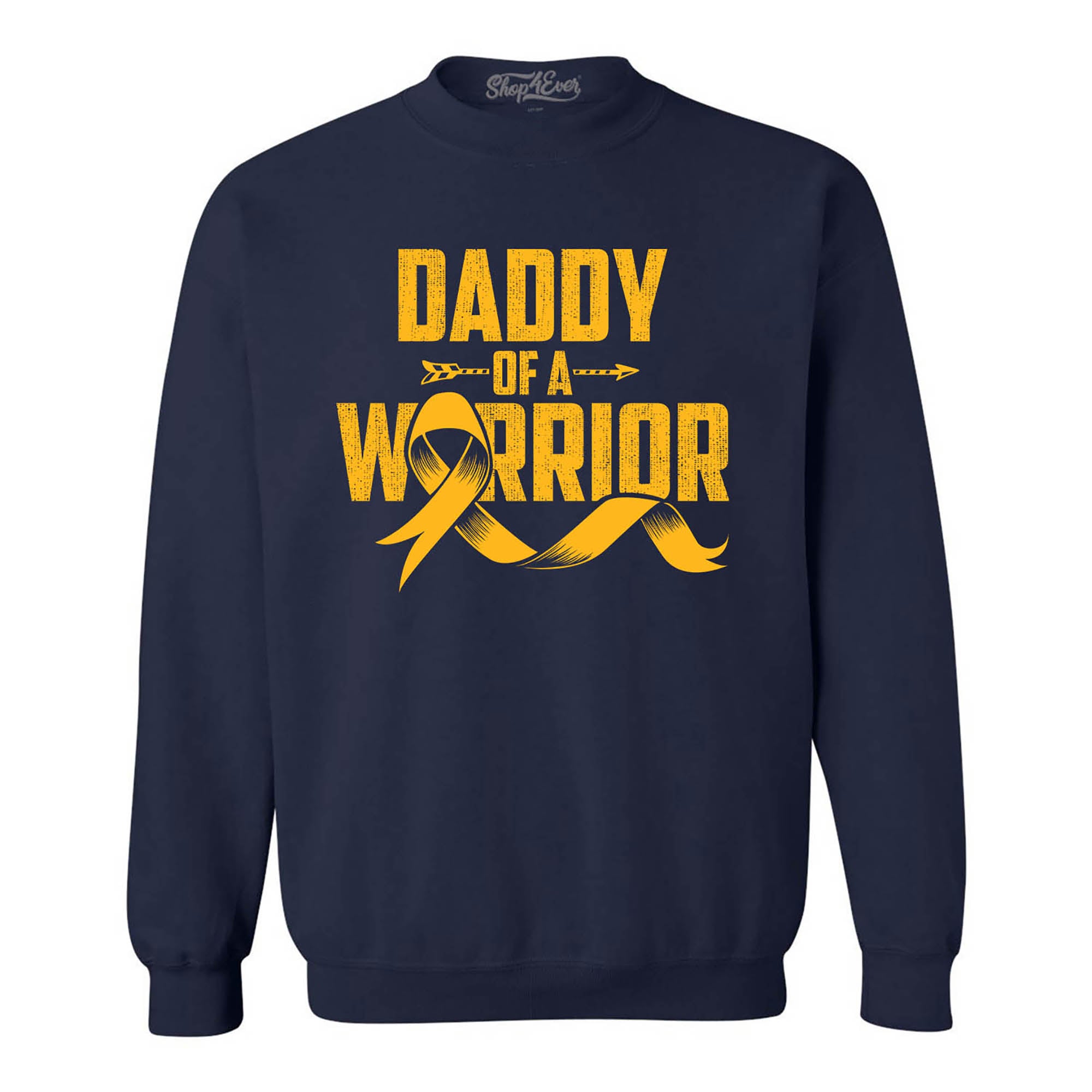 Daddy of a Warrior Childhood Cancer Awareness Crewneck Sweatshirts