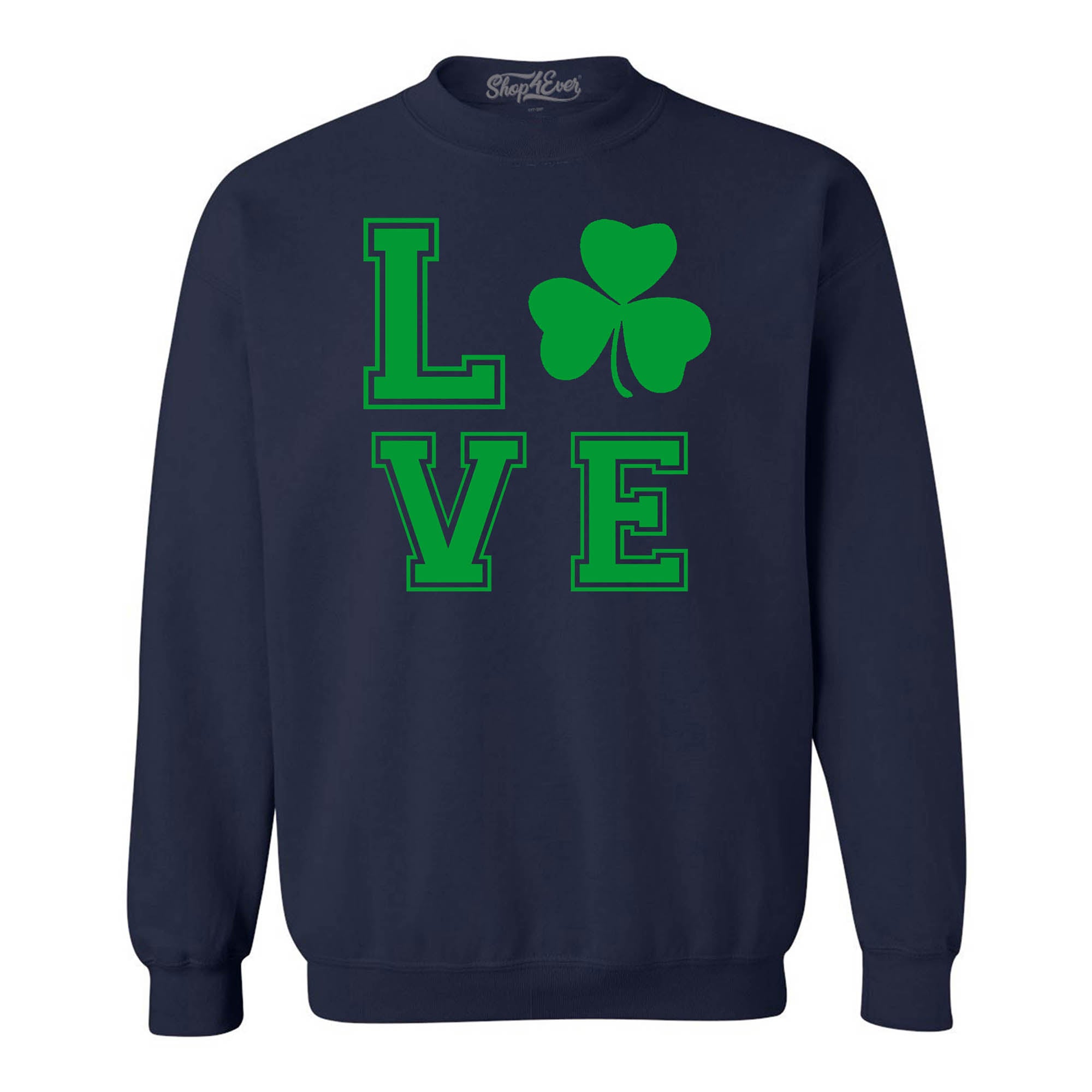 Green Shamrock Love Crewnecks St. Patricks Day Sweatshirts