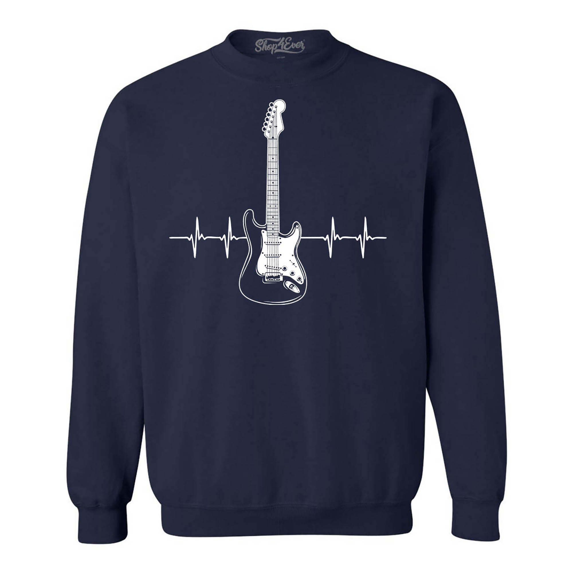 Electric Guitar Heartbeat Musician Crewneck Sweatshirts